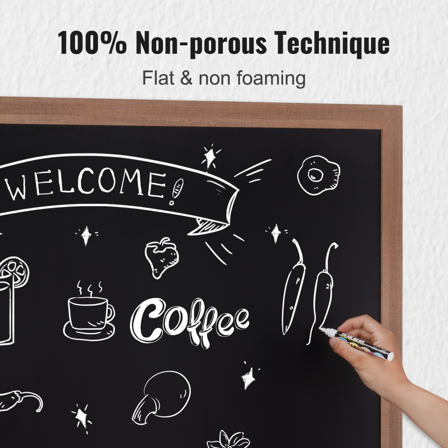 Tableau magnétique à craie de 35 x 46&nbsp;po de VEVOR, affiches suspendues avec craies, tableau en bois rétro, calendrier encadré brun rustique et