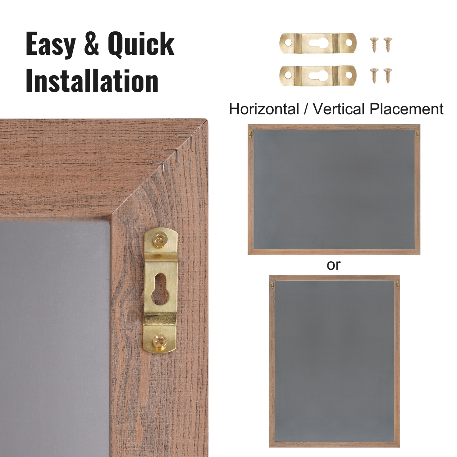 Tableau magnétique à craie de 35 x 46&nbsp;po de VEVOR, affiches suspendues avec craies, tableau en bois rétro, calendrier encadré brun rustique et