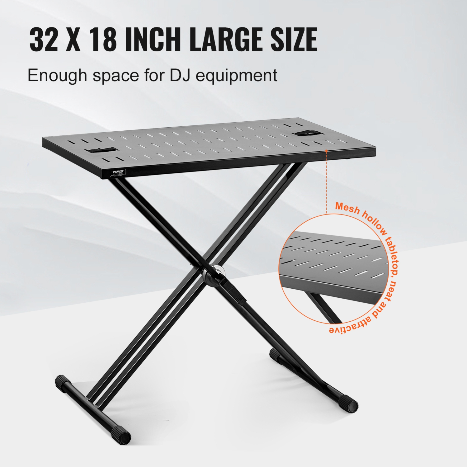 VEVOR 32" x 20" DJ Table Stand, DJ Laptop and Controller Stand, Lightweight DJ Desk DJ Booth Height DJ Stand, Foldable Double-X Braced Keyboard Stand