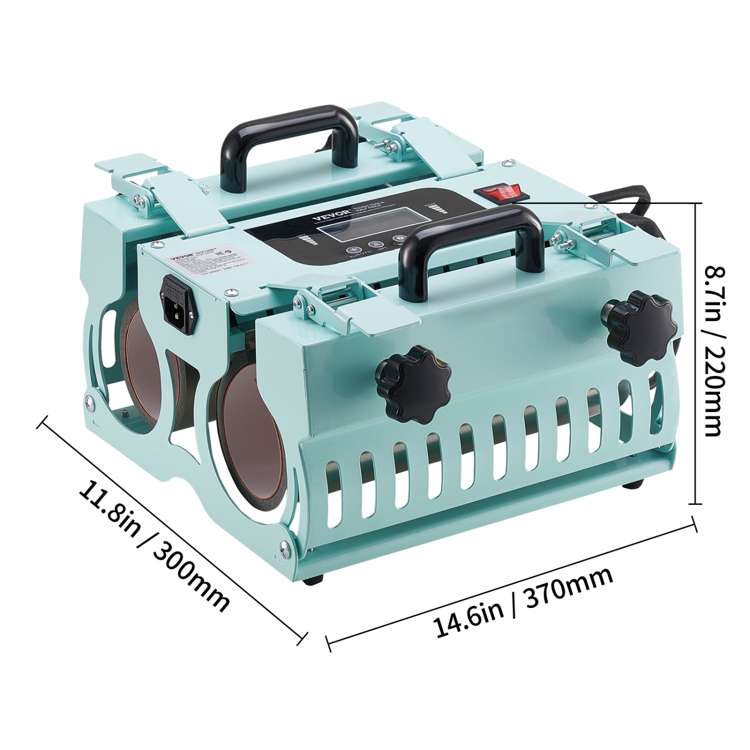 VEVOR 2 Station Heaters Tumbler Heat Press Machine, 11-30oz Mug Press, Heat Up Fast and Even, Tumbler Press with Dual Independent Display Screens,