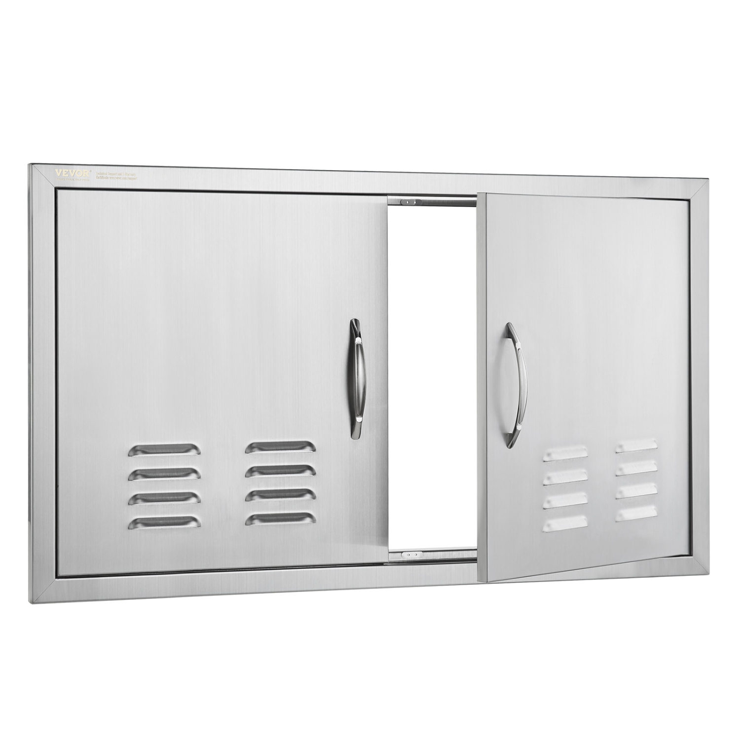 VEVOR 36W x 21H Inch BBQ Access Door, Double Outdoor Kitchen Door, Stainless Steel Flush Mount Door, Wall Vertical Door with Handles and Vents, for