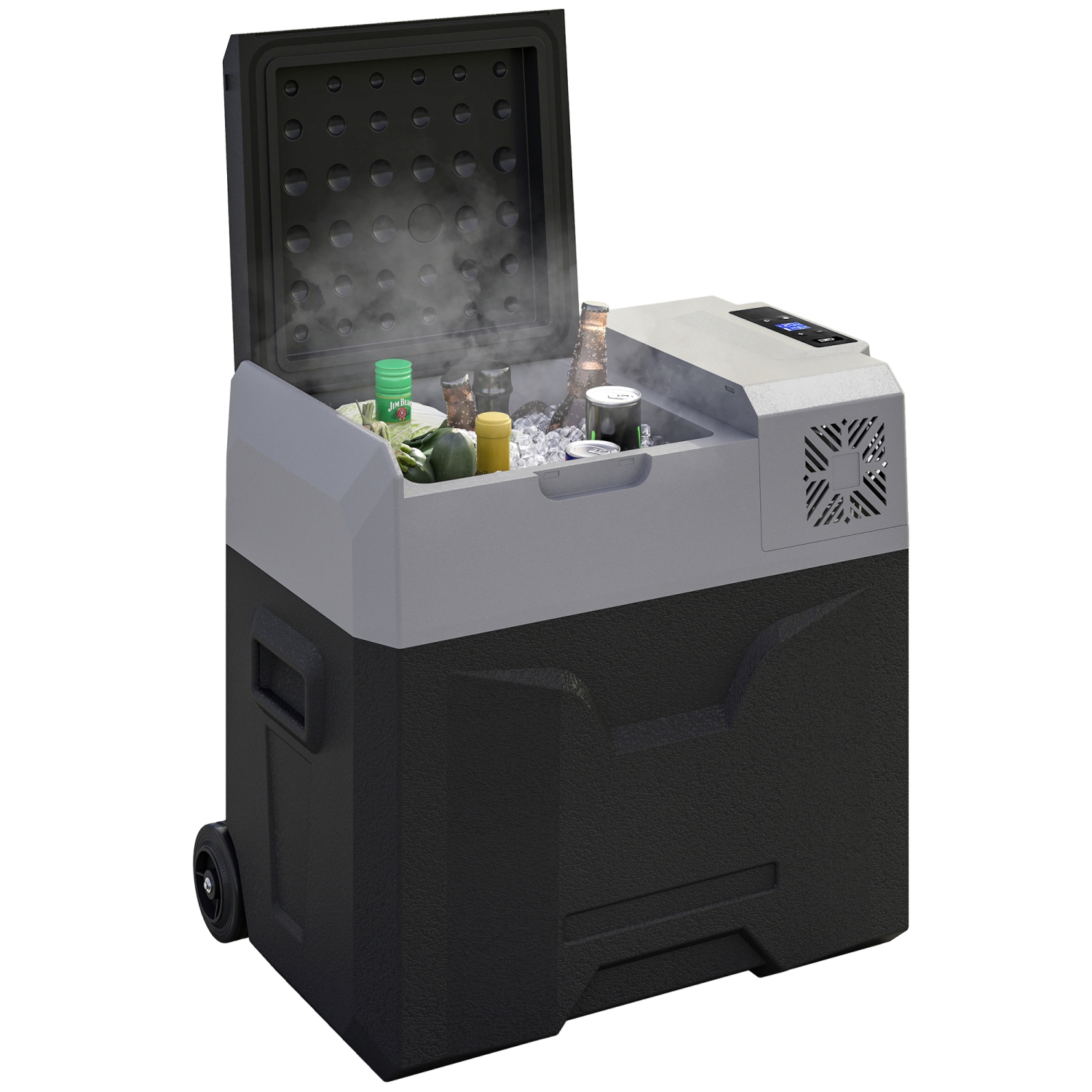 Réfrigérateur de voiture Outsunny de 50 litres, réfrigérateur de congélateur portatif à compresseur 12/24 V, glacière électrique pour le camping,