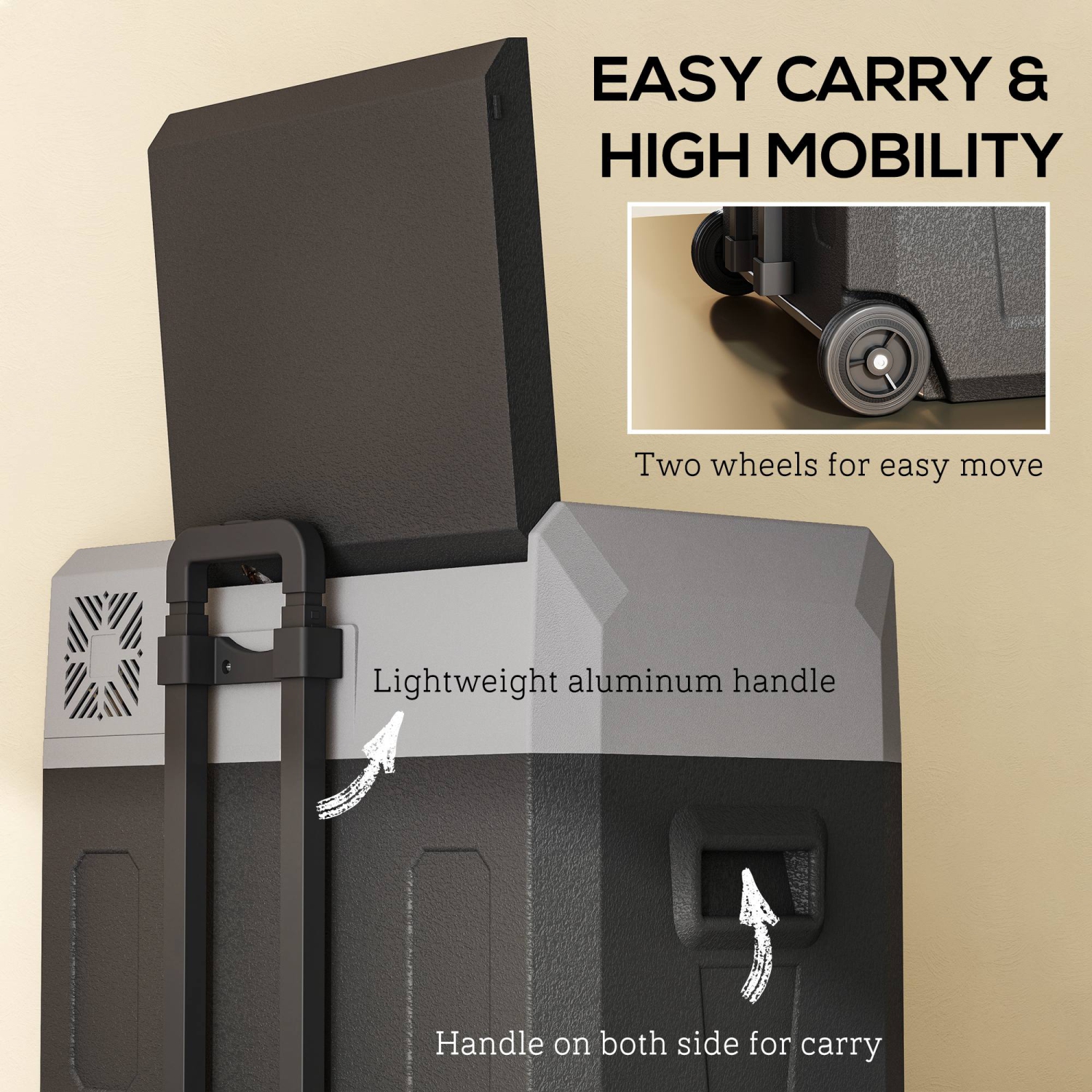 Réfrigérateur de voiture Outsunny de 50 litres, réfrigérateur de congélateur portatif à compresseur 12/24 V, glacière électrique pour le camping,