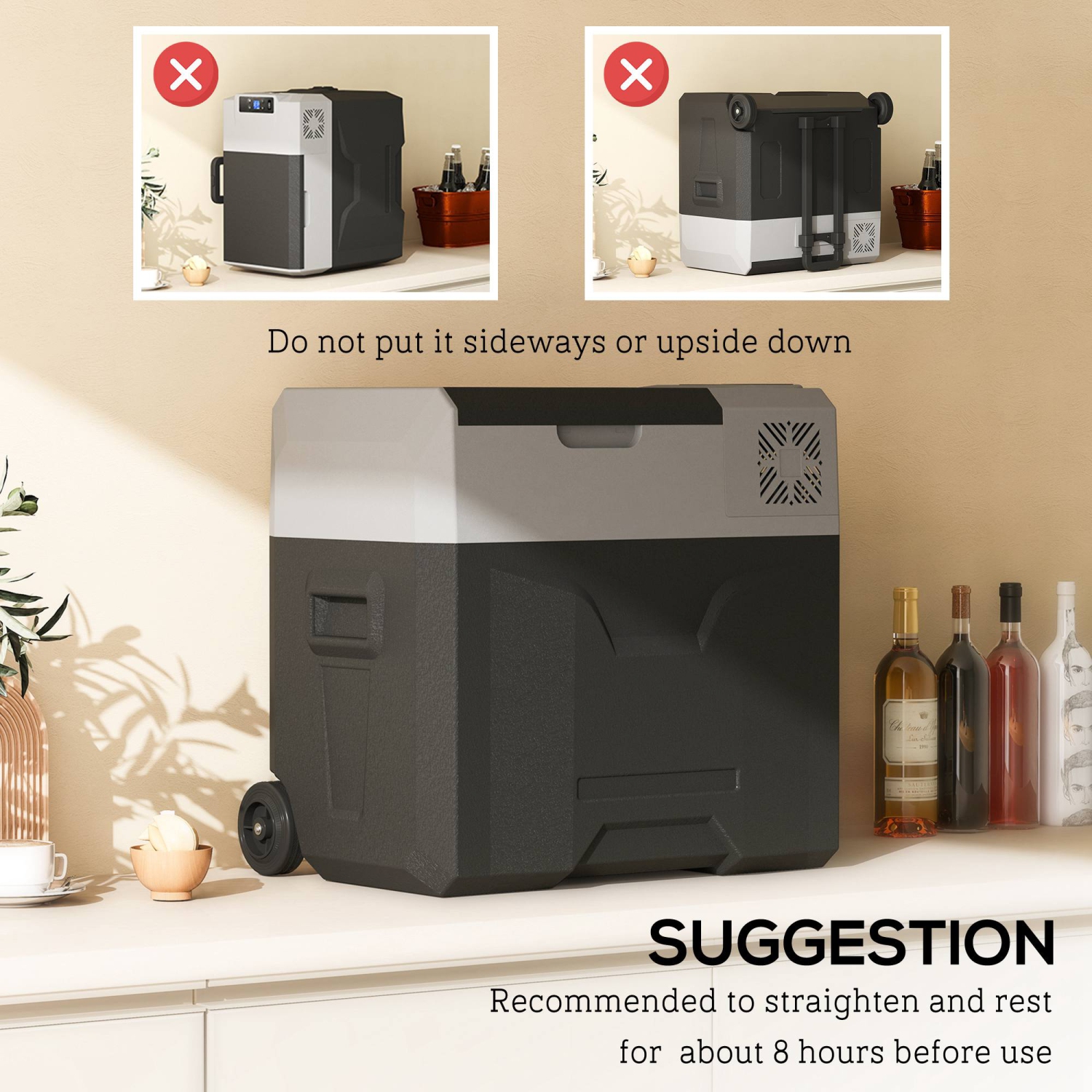 Réfrigérateur de voiture Outsunny de 50 litres, réfrigérateur de congélateur portatif à compresseur 12/24 V, glacière électrique pour le camping,