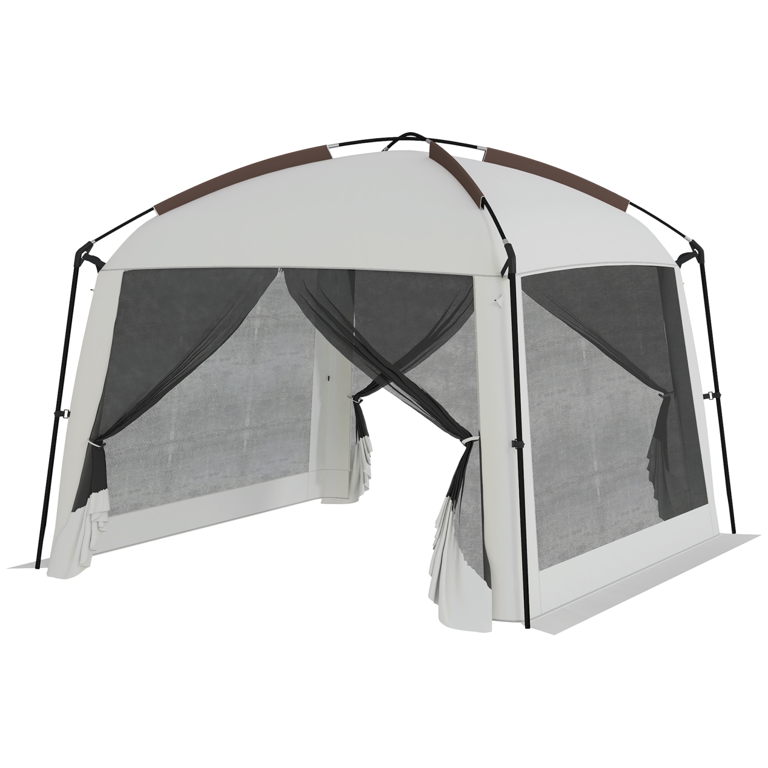 Outsunny 10 x 10 ft Screen Tent, UV50+ Outdoor Screen House with 2 Doors, Camping Gazebo with Carry Bag & Ground Stakes, Easy Setup, Fits 6-8 People,