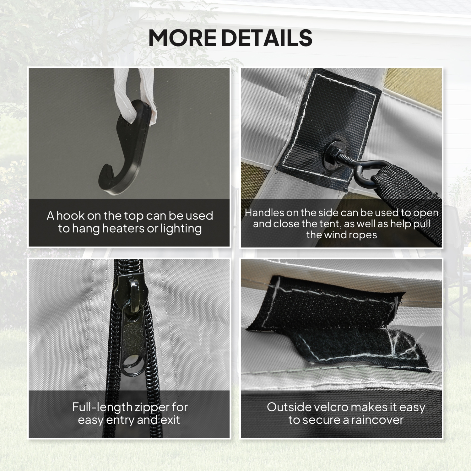 Outsunny 7 x 7ft Pop-Up Screen House Gazebo Camping Outdoor Instant Setup Tent Fits 3-4 People 210D Material w/ Carry Bag & Ground Stakes, Light Grey