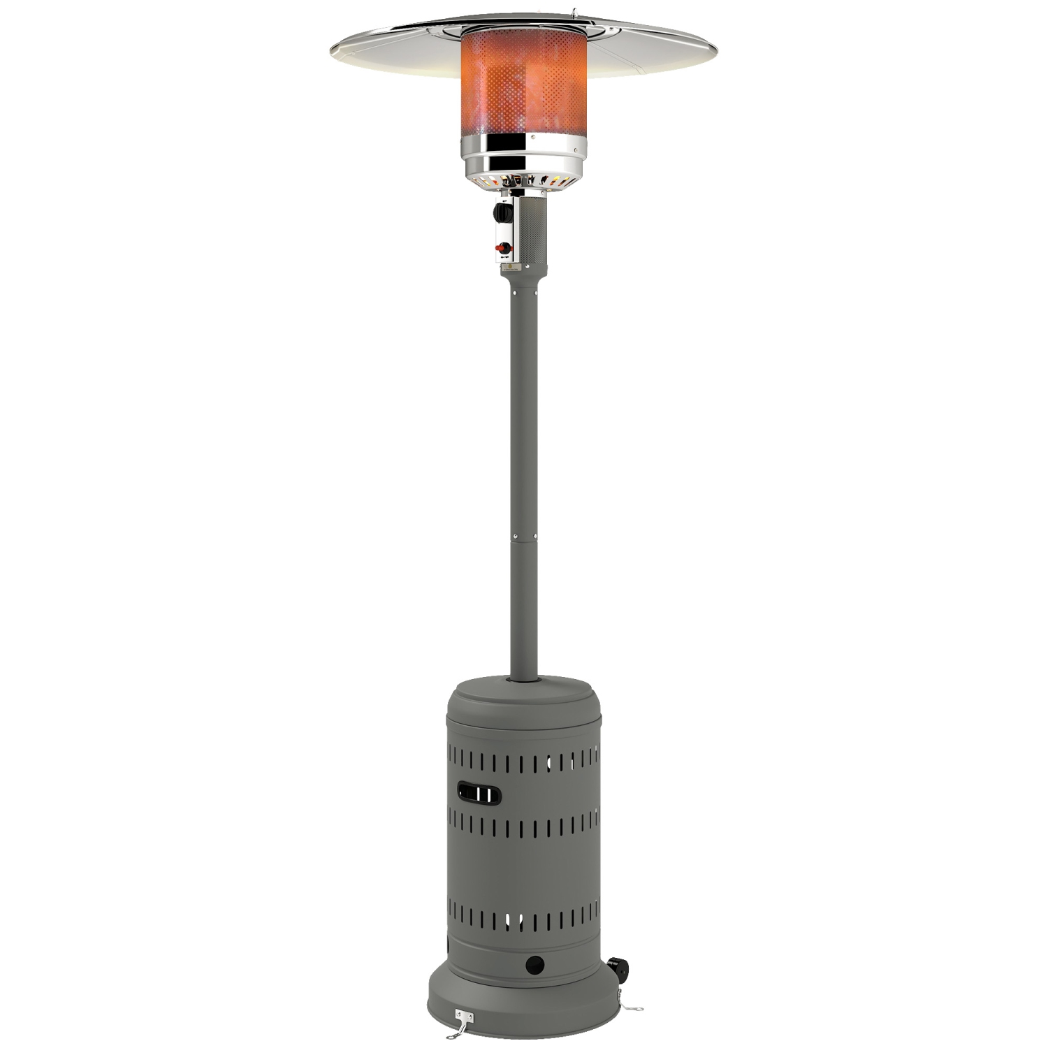 Outsunny 48000 BTU Portable Outdoor Propane Heater, Free Standing Adjustable Patio Gas Heater with Tip-over Protection and Wheels for Garden, 32.3" x