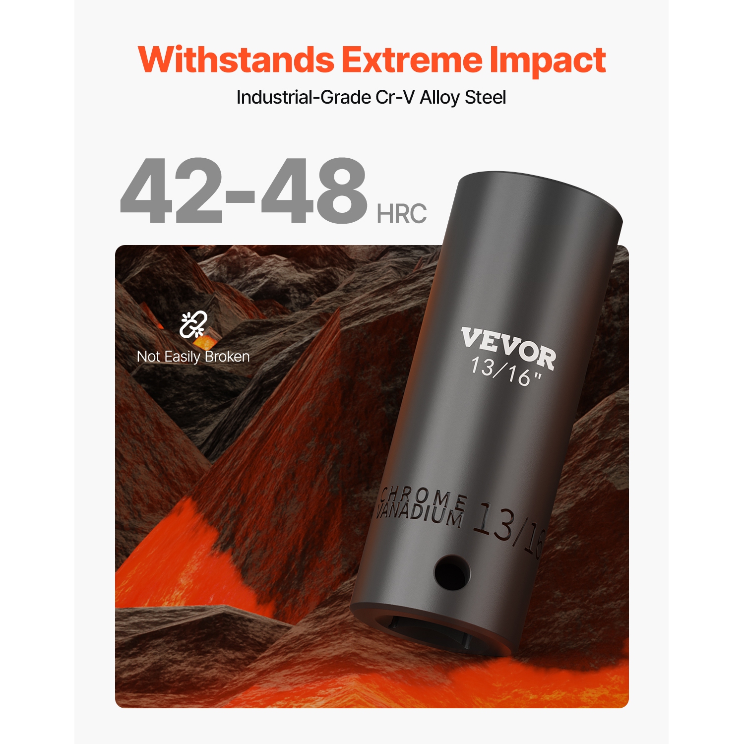 VEVOR 1/2" Impact Socket Set, 19 Piece Impact Sockets, 6-Point Sockets, 1/2 Inches Drive Socket Set Impact 3/8 inch - 1-1/2 inch, Cr-V Rugged