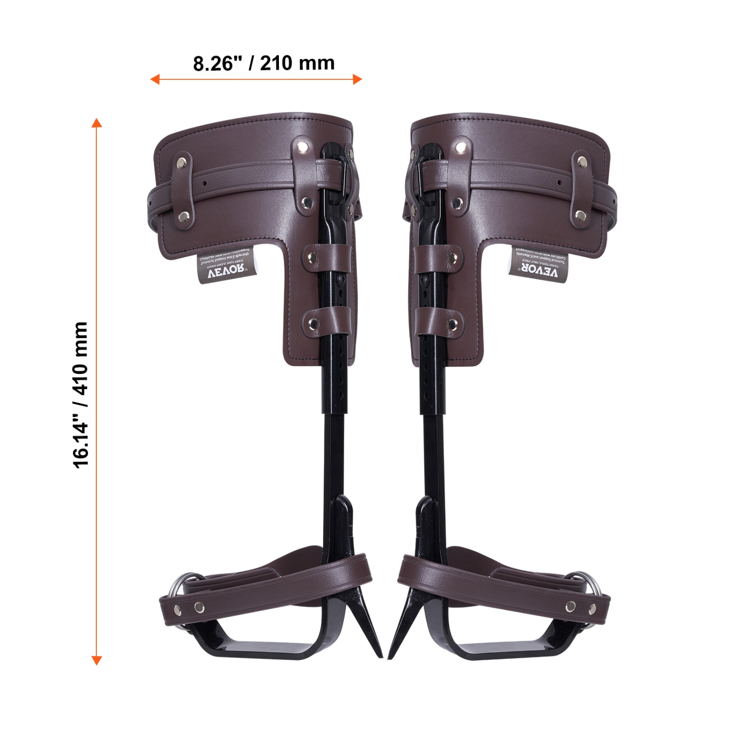 VEVOR 1 Pair Alloy Steel Climbing Spurs, 350lbs Load Capacity Tree Climbing Gear with Straps and Spike Protectors, Arborist Equipment for Climbers,