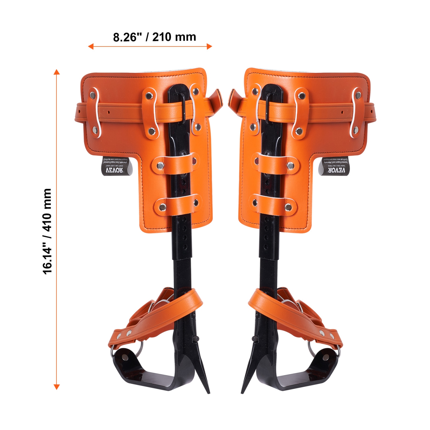 VEVOR 1 Pair Alloy Steel Climbing Spurs, 350lbs Load Capacity Tree Climbing Gear with Straps and Spike Protectors, Arborist Equipment for Climbers,