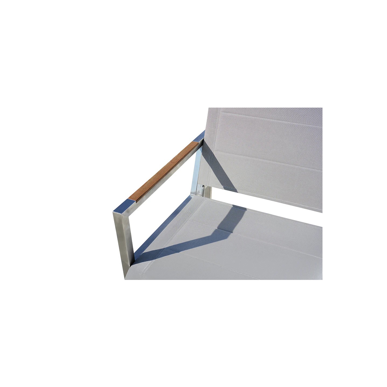 Krikacy Stainless Steel Teak Outdoor Three Seater Sofa, All Weather Furniture, Modern, Silver