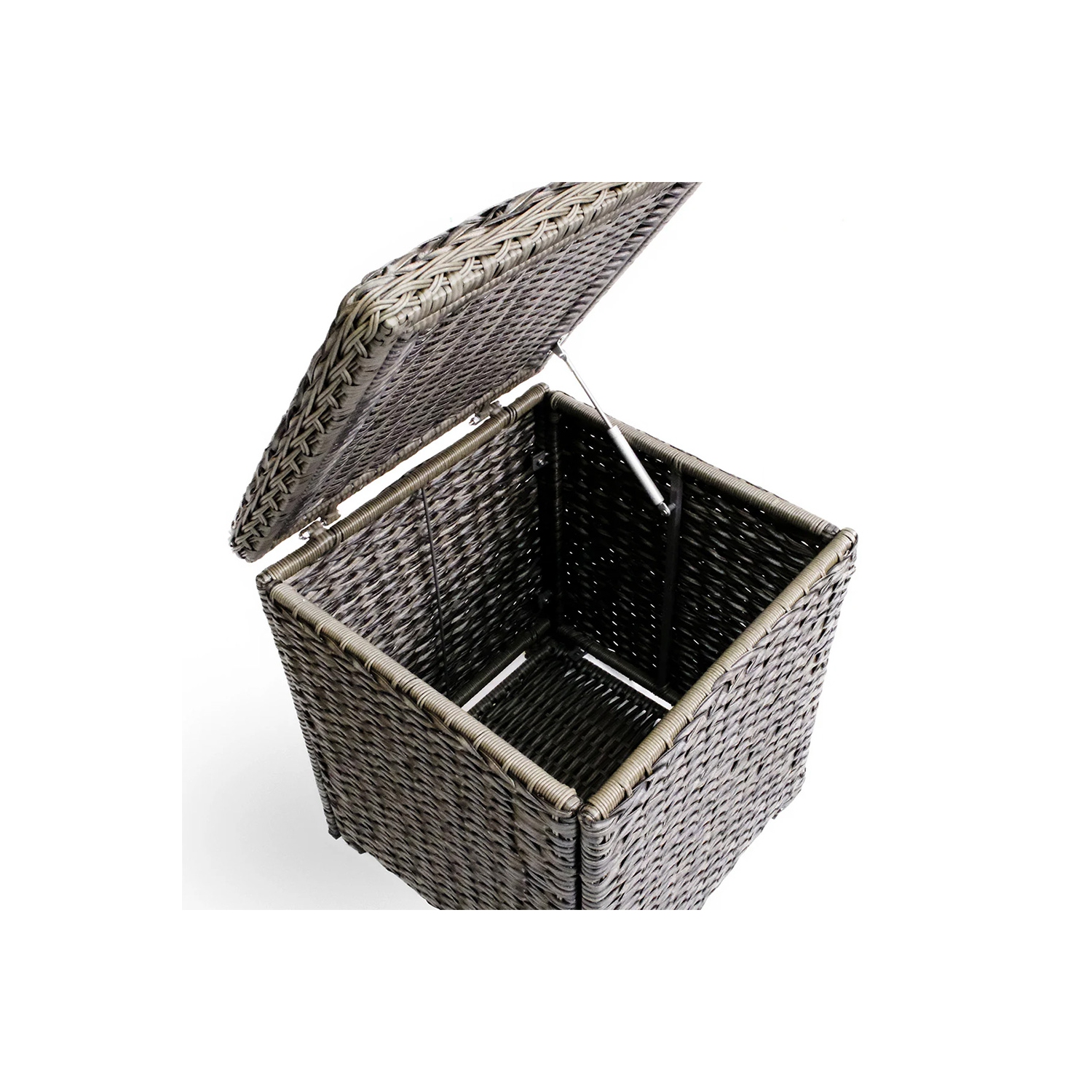 Krikacy – Table d'appoint Laguna en osier, dessus en verre trempé, rotin résistant aux intempéries, brun