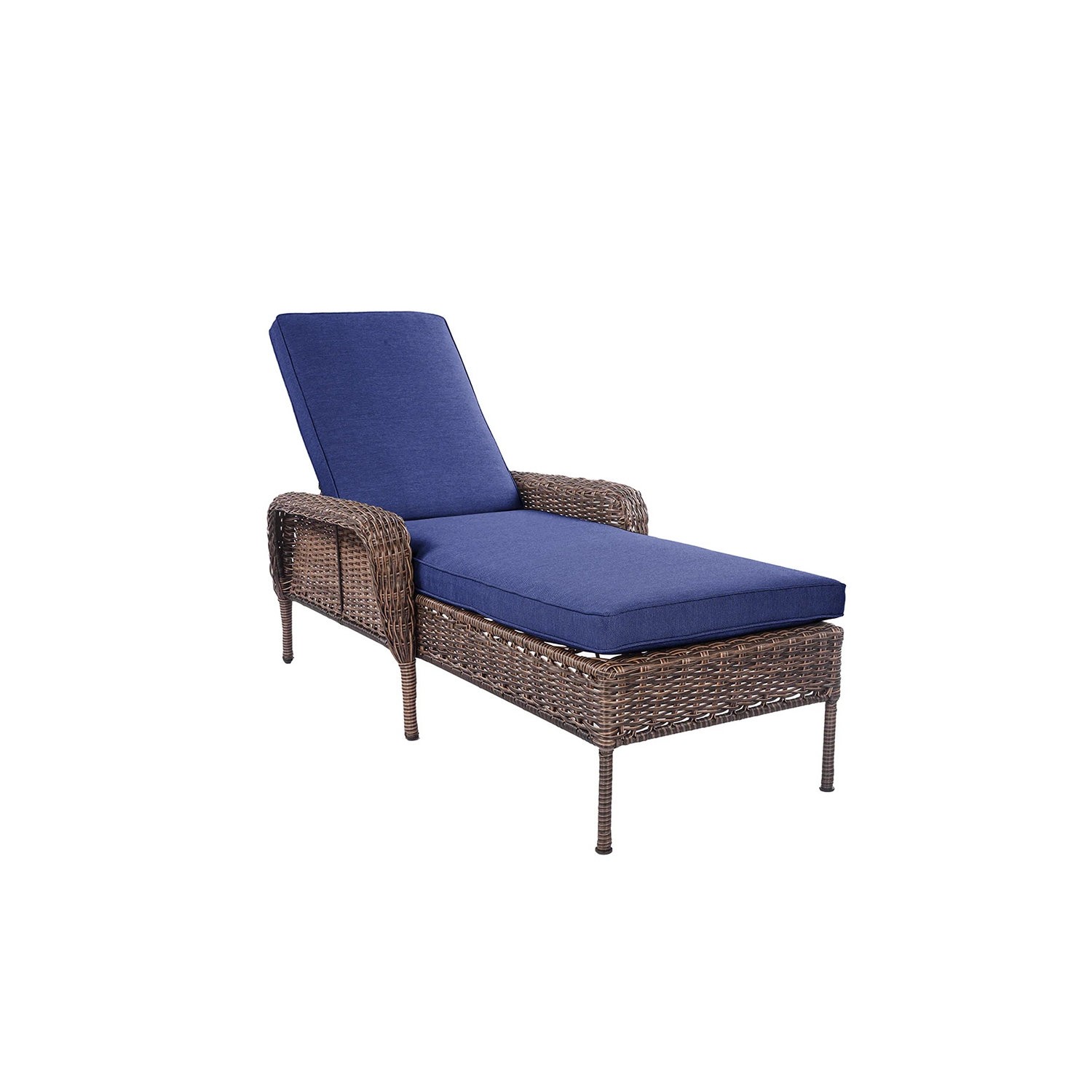 Krikacy Outdoor Lounge Chair, Adjustable, All-Weather Handwoven Rattan for Patio/Poolside, Blue