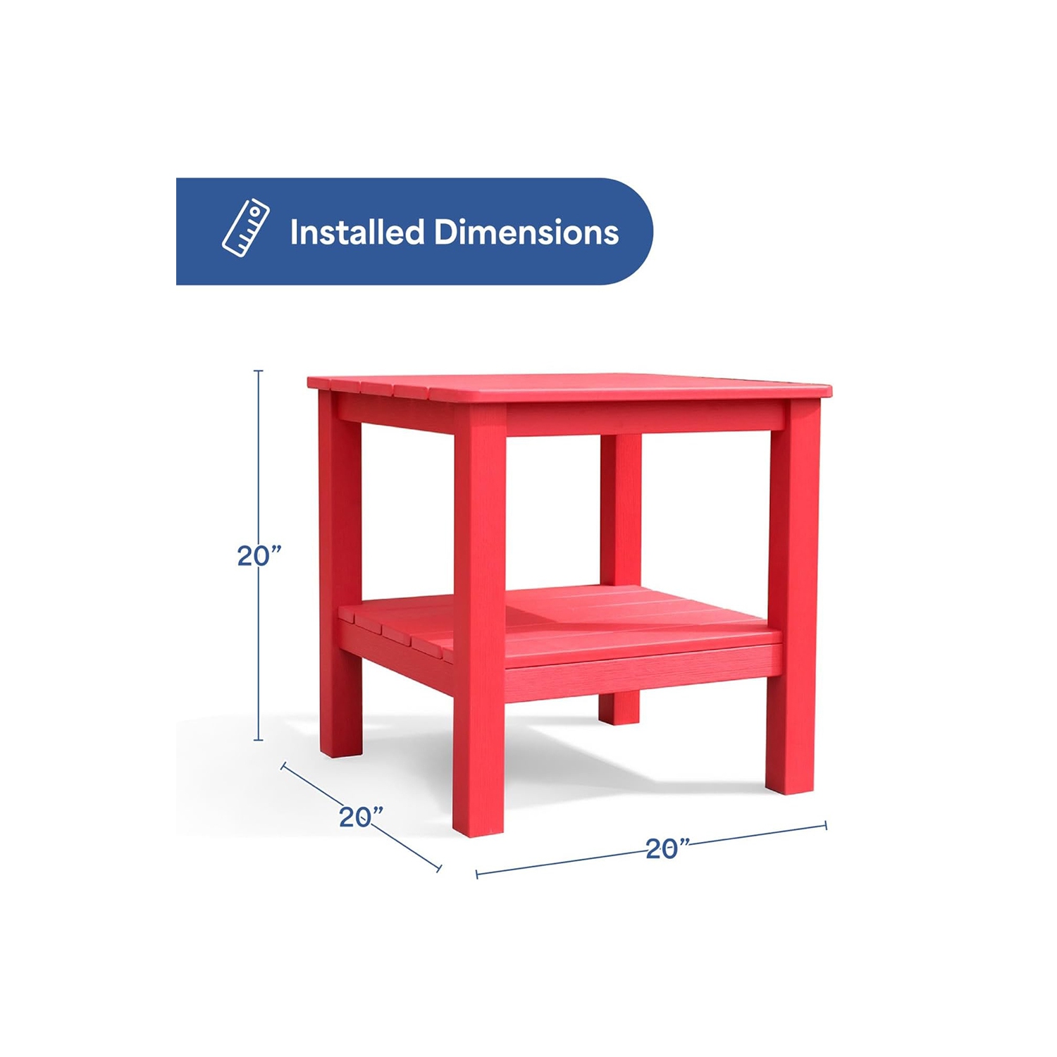 Krikacy Adirondack end table, two-tier HIPS all-weather outdoor side table,grey