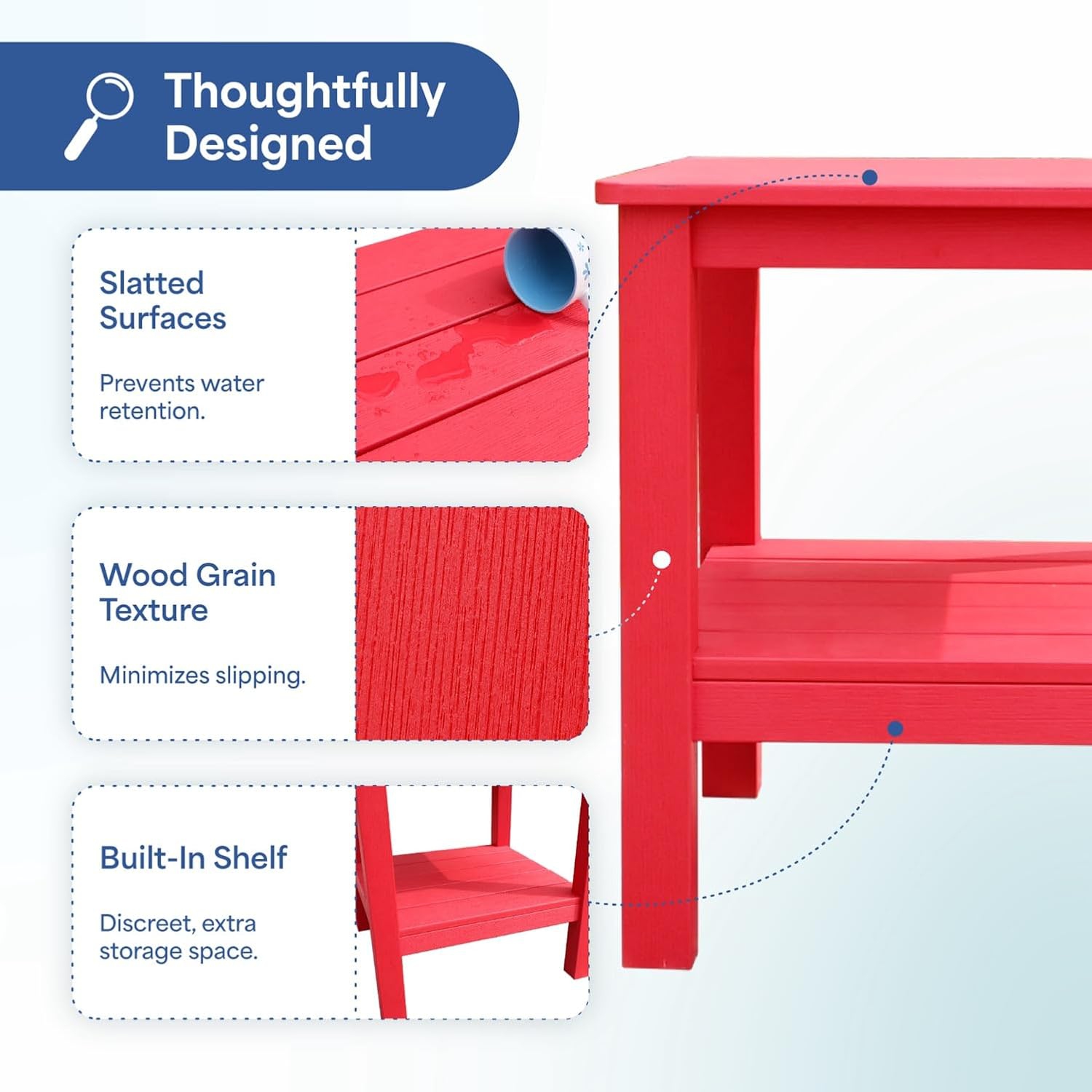 Krikacy Adirondack end table, two-tier HIPS all-weather outdoor side table,grey