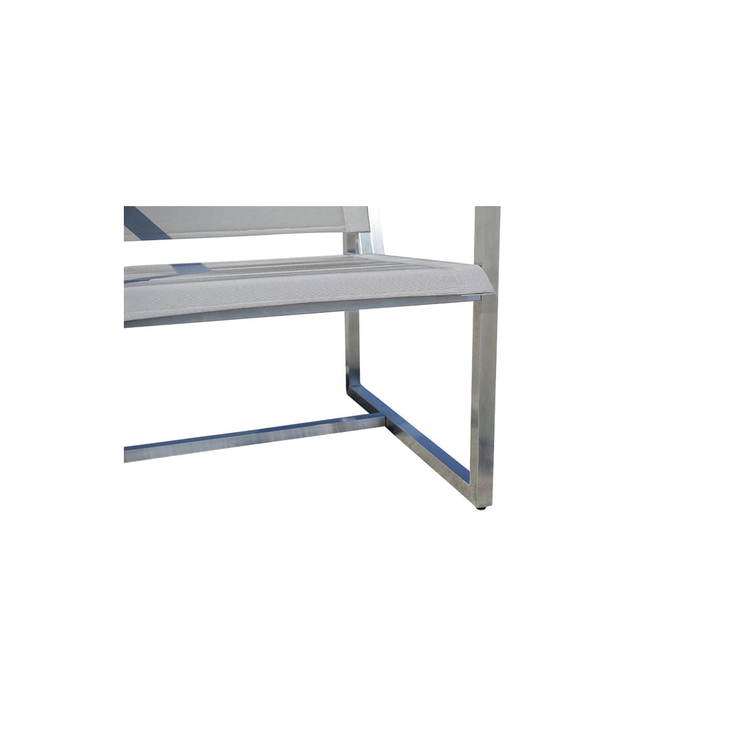 Krikacy Stainless Steel Teak Outdoor Loveseat, All Weather Furniture, Modern, Silver