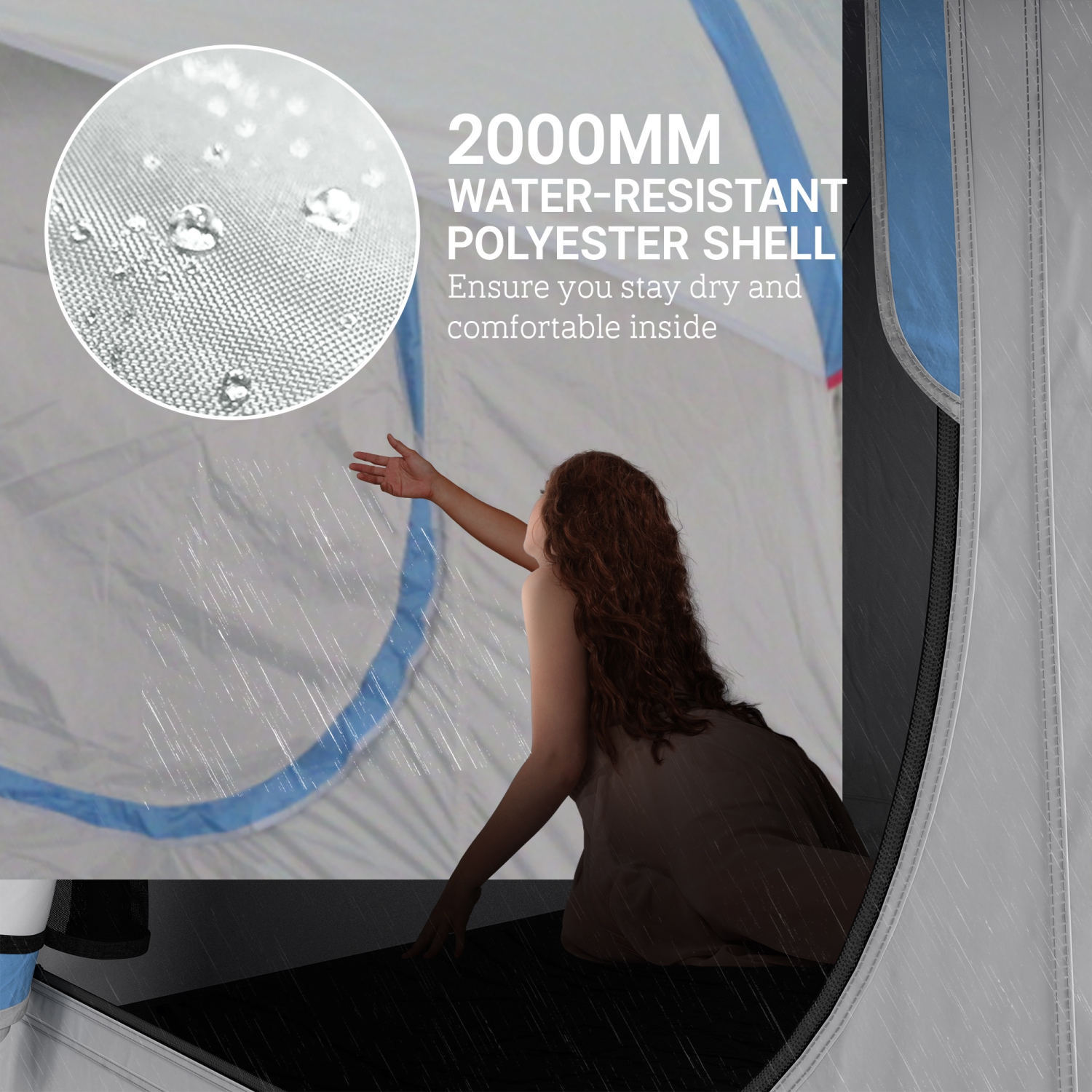 Outsunny SUV Tent, 2000mm Waterproof Car Tent with 3 Doors and Mesh Window, for 5-6 Person Camping Outdoor Travel, Grey and Blue