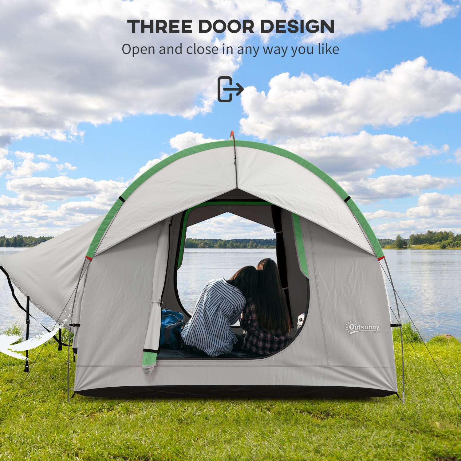 Outsunny SUV Tent, 2000mm Waterproof Car Tent with 3 Doors and Mesh Window, for 5-6 Person Camping Outdoor Travel, Grey and Green