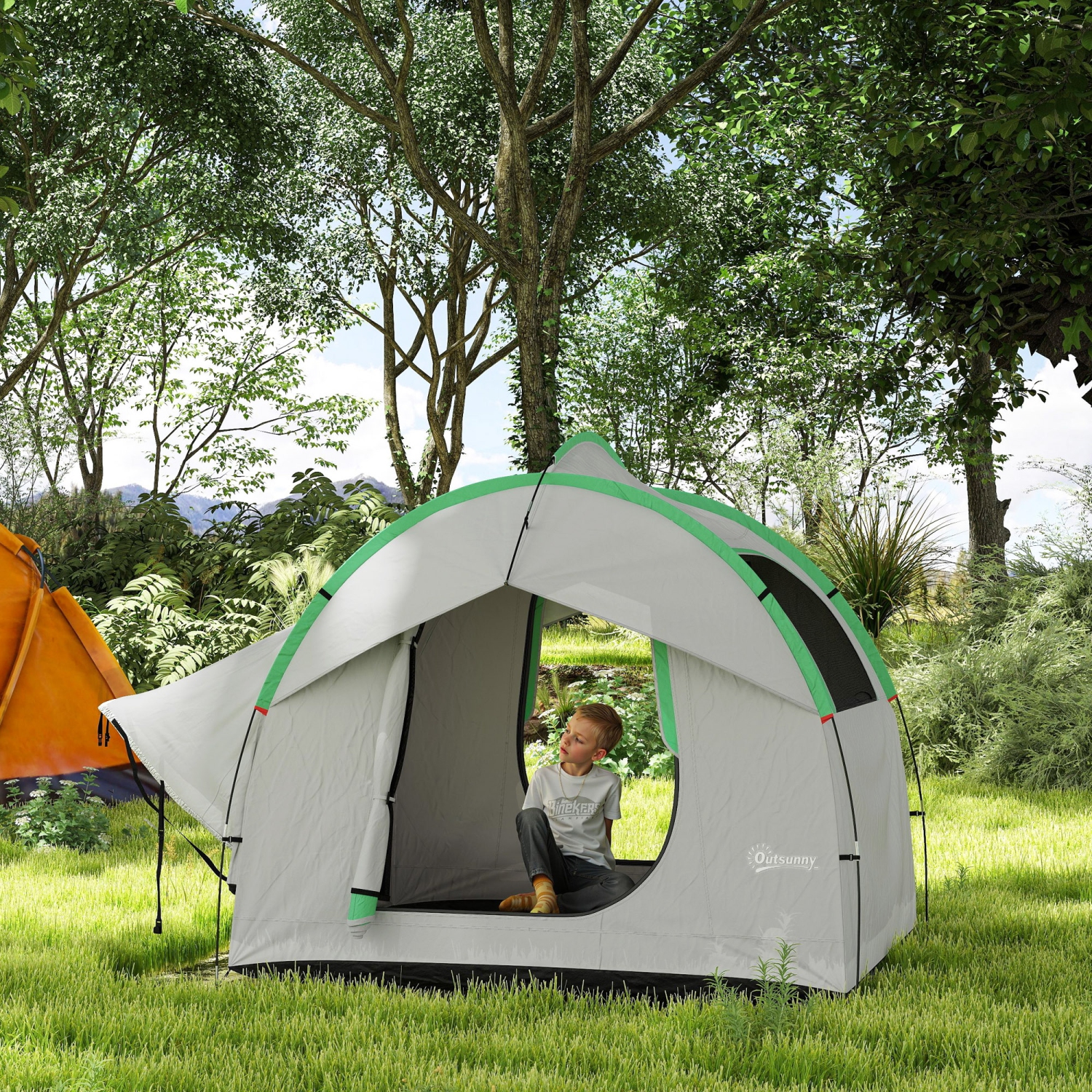 Outsunny SUV Tent, 2000mm Waterproof Car Tent with 3 Doors and Mesh Window, for 5-6 Person Camping Outdoor Travel, Grey and Green