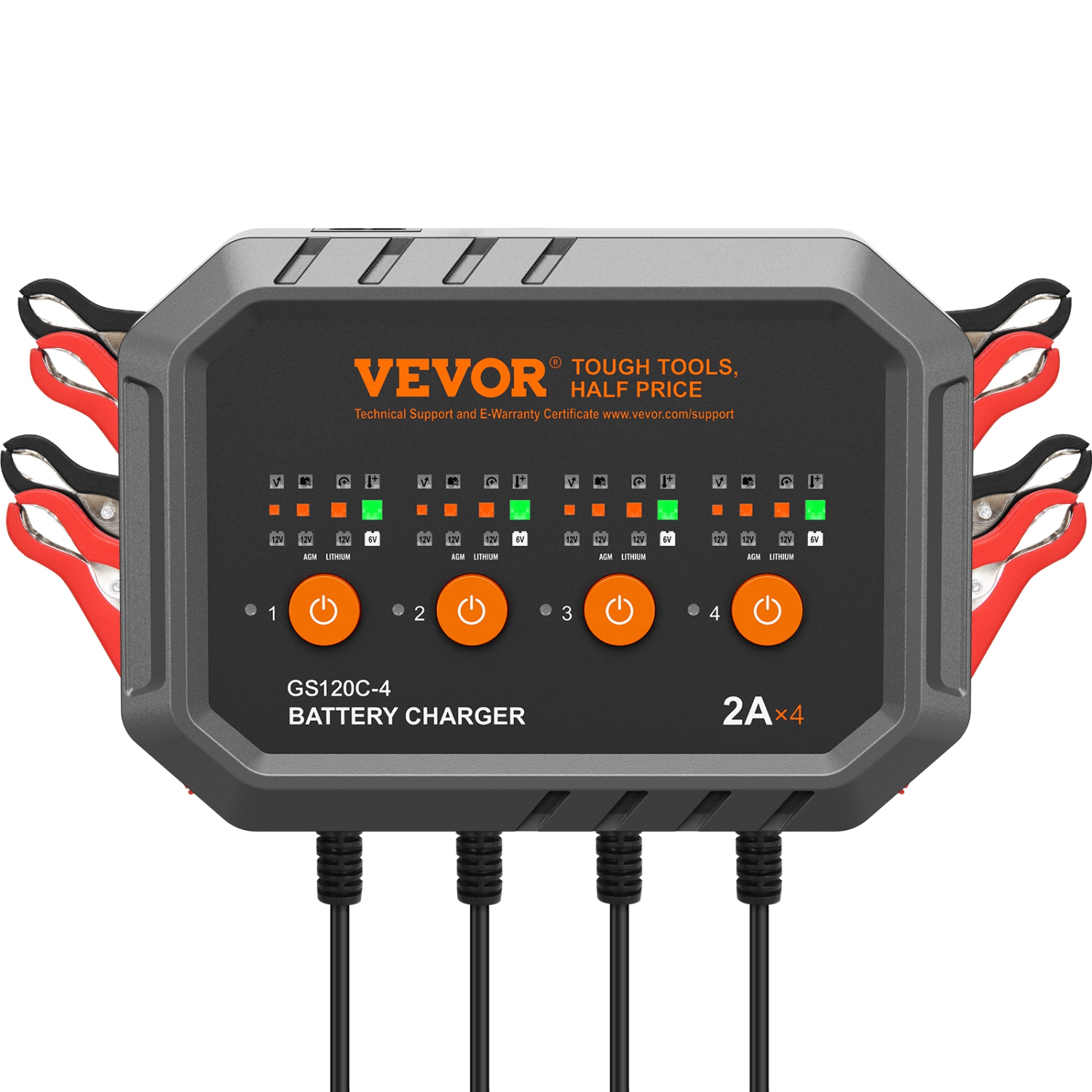 VEVOR Chargeur de batterie intelligent 8 Amp, Chargeur de batterie de voiture LiFePO4 Plomb-Acide (AGM/Gel/SLA), Chargeur entièrement automatique pour bateau, moto, tondeuse à gazon, chariot de golf, marin profond