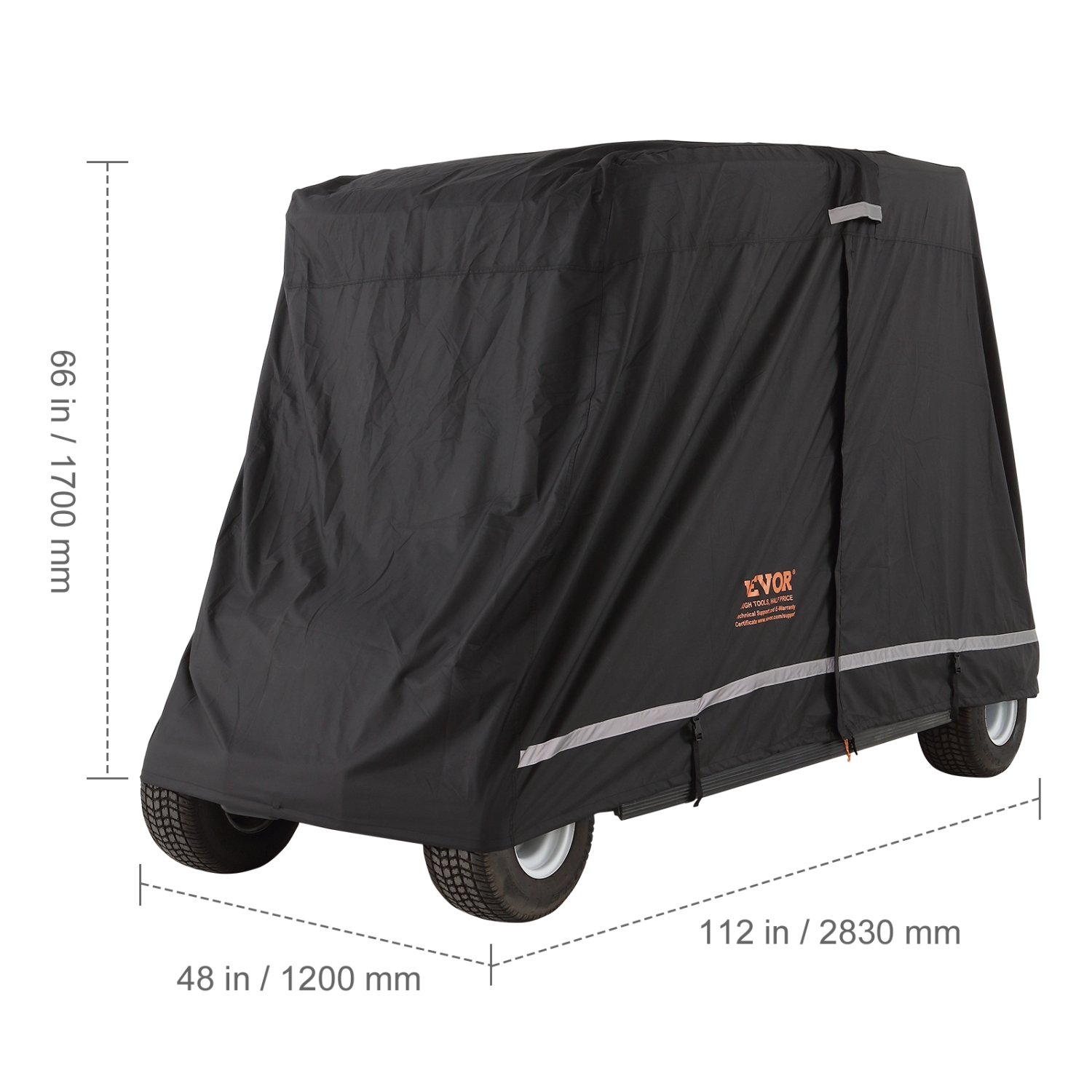VEVOR 600D Polyester Full Cover, 4 Passenger Golf Cart Cover, Universal Fits for Most Brand Club Car Covers, Waterproof, Sunproof, and Dustproof
