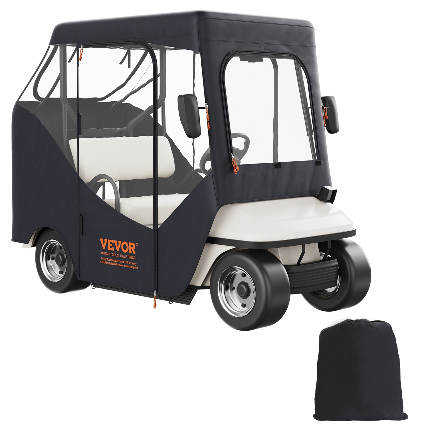 VEVOR 600D Polyester,Golf Cart Enclosure, Driving Enclosure with 4-Sided Transparent Windows, 2 Passenger Club Car Covers Universal Fits for Most