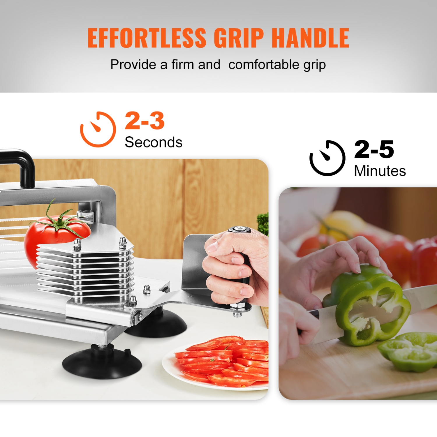 VEVOR 3/8 inch Commercial Tomato Slicer, Tomato Cutter Slicer, Stainless Steel Heavy Duty Tomato Slicer Machine, Manual Tomato Slicer with Non-slip