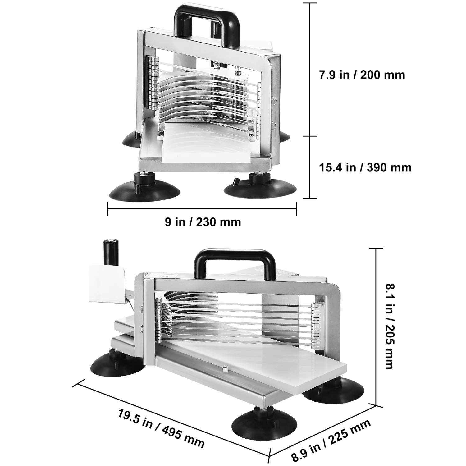 VEVOR 3/8 inch Commercial Tomato Slicer, Tomato Cutter Slicer, Stainless Steel Heavy Duty Tomato Slicer Machine, Manual Tomato Slicer with Non-slip