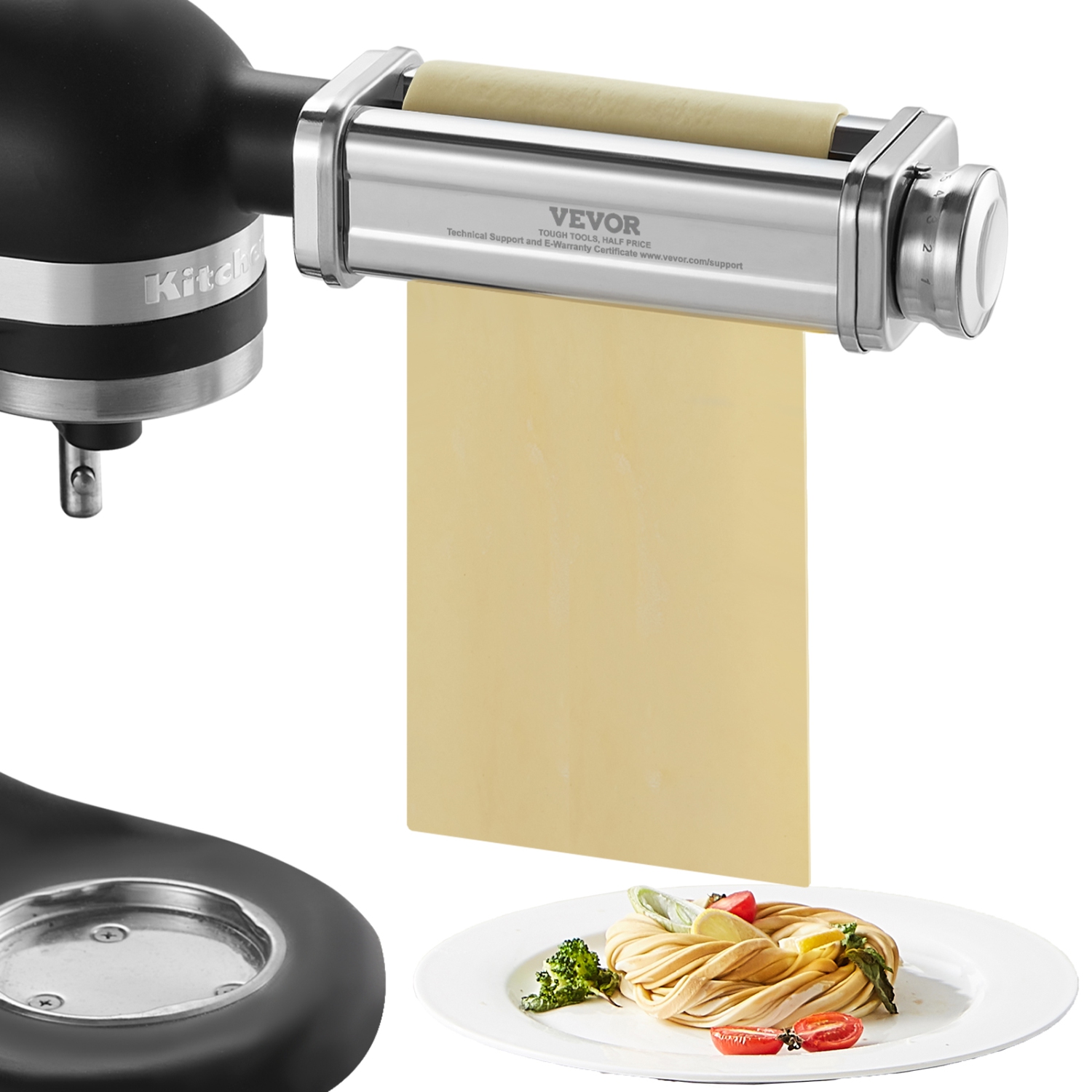 VEVOR Pasta Attachment for KitchenAid Stand Mixer, Stainless Steel Pasta Sheet Roller Attachment, Pasta Maker Machine Accessory with 8 Adjustable