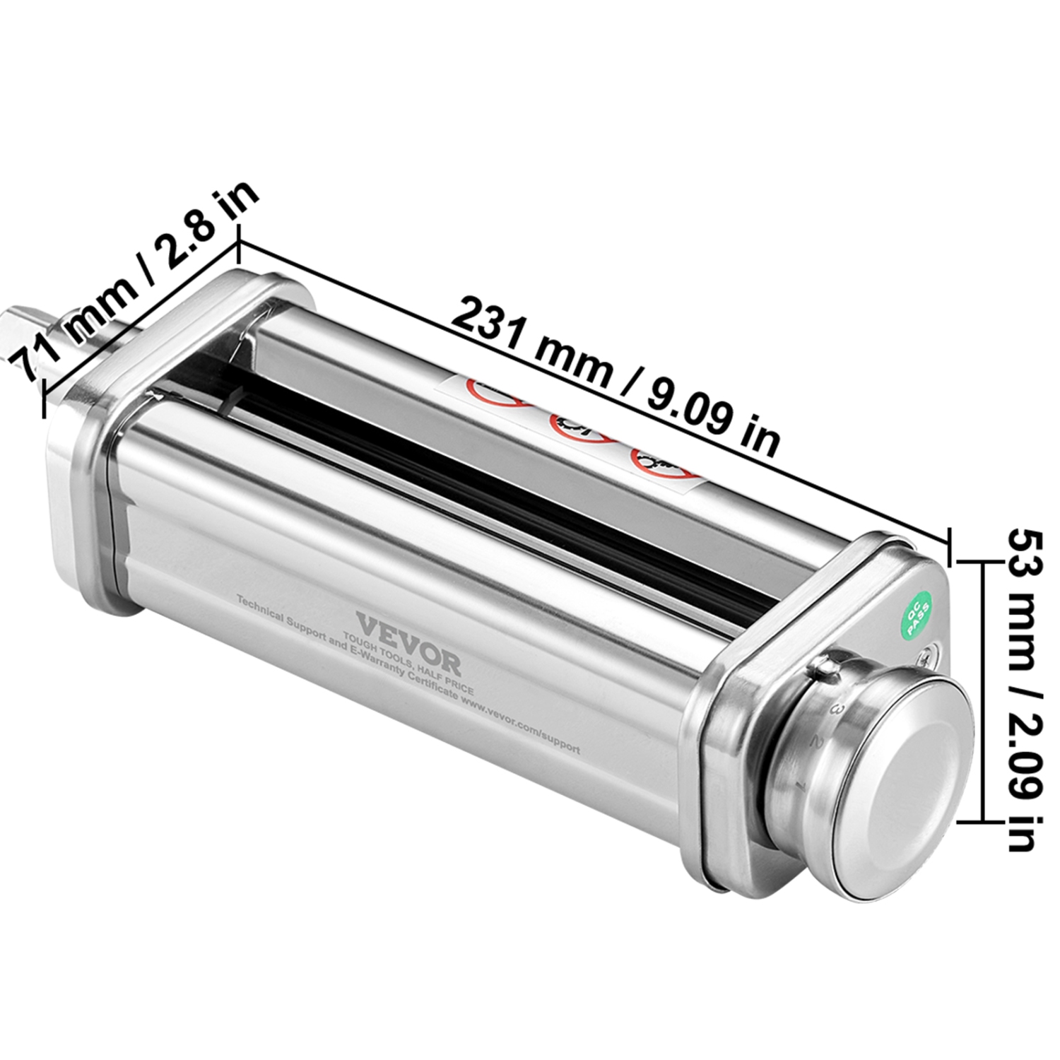 VEVOR Pasta Attachment for KitchenAid Stand Mixer, Stainless Steel Pasta Sheet Roller Attachment, Pasta Maker Machine Accessory with 8 Adjustable