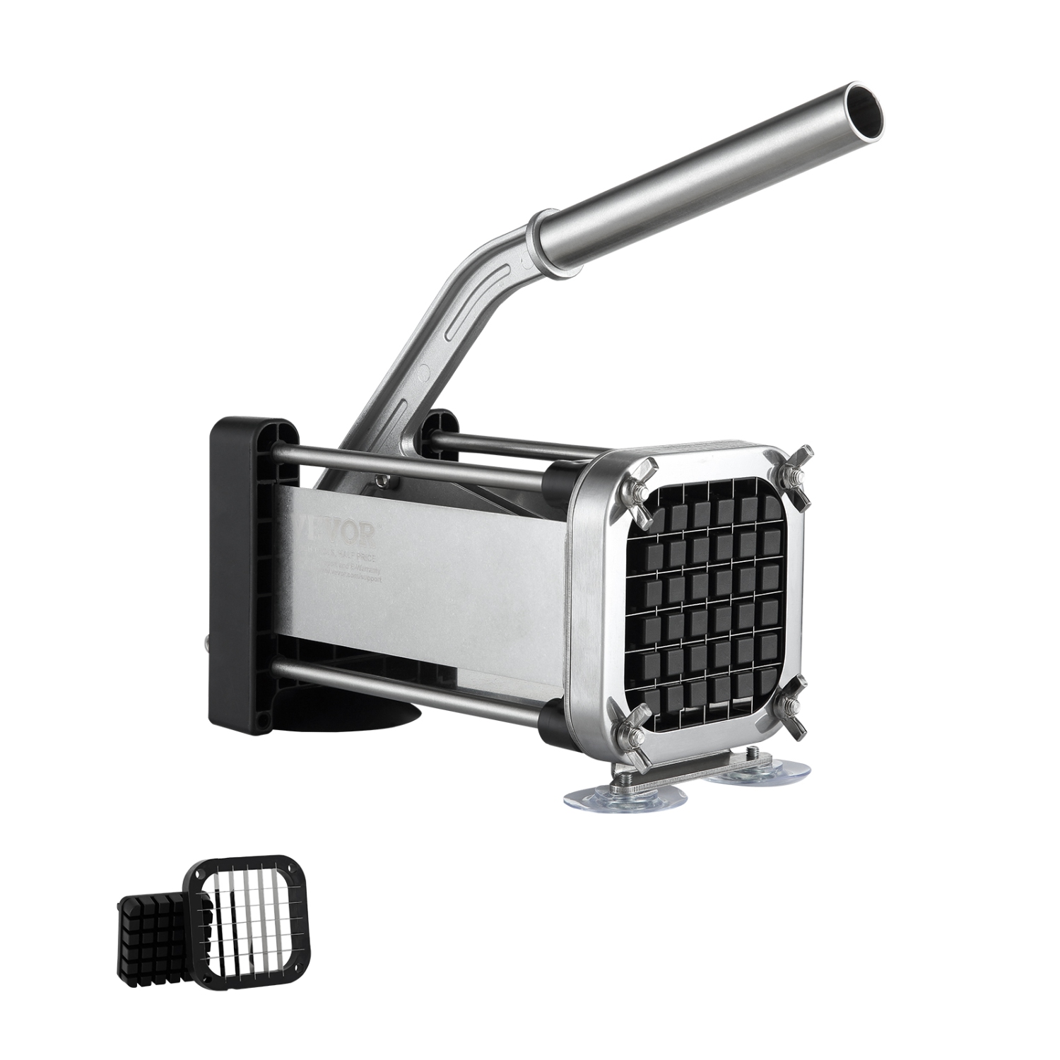 VEVOR French Fry Cutter, Potato Slicer with 1/2-Inch Stainless Steel Blade, Manual Potato Cutter Chopper with Suction Cups, Great for Potato, French