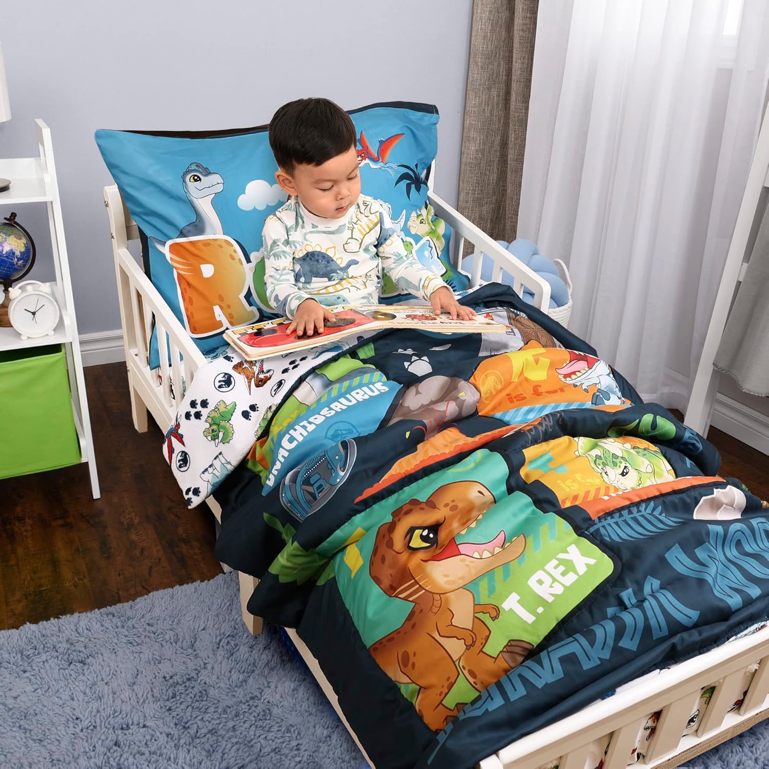 Ensemble de draps 3 pièces ultradoux et confortables pour enfants de Jurassic World - Couvre-lit, drap-housse et taie d'oreiller