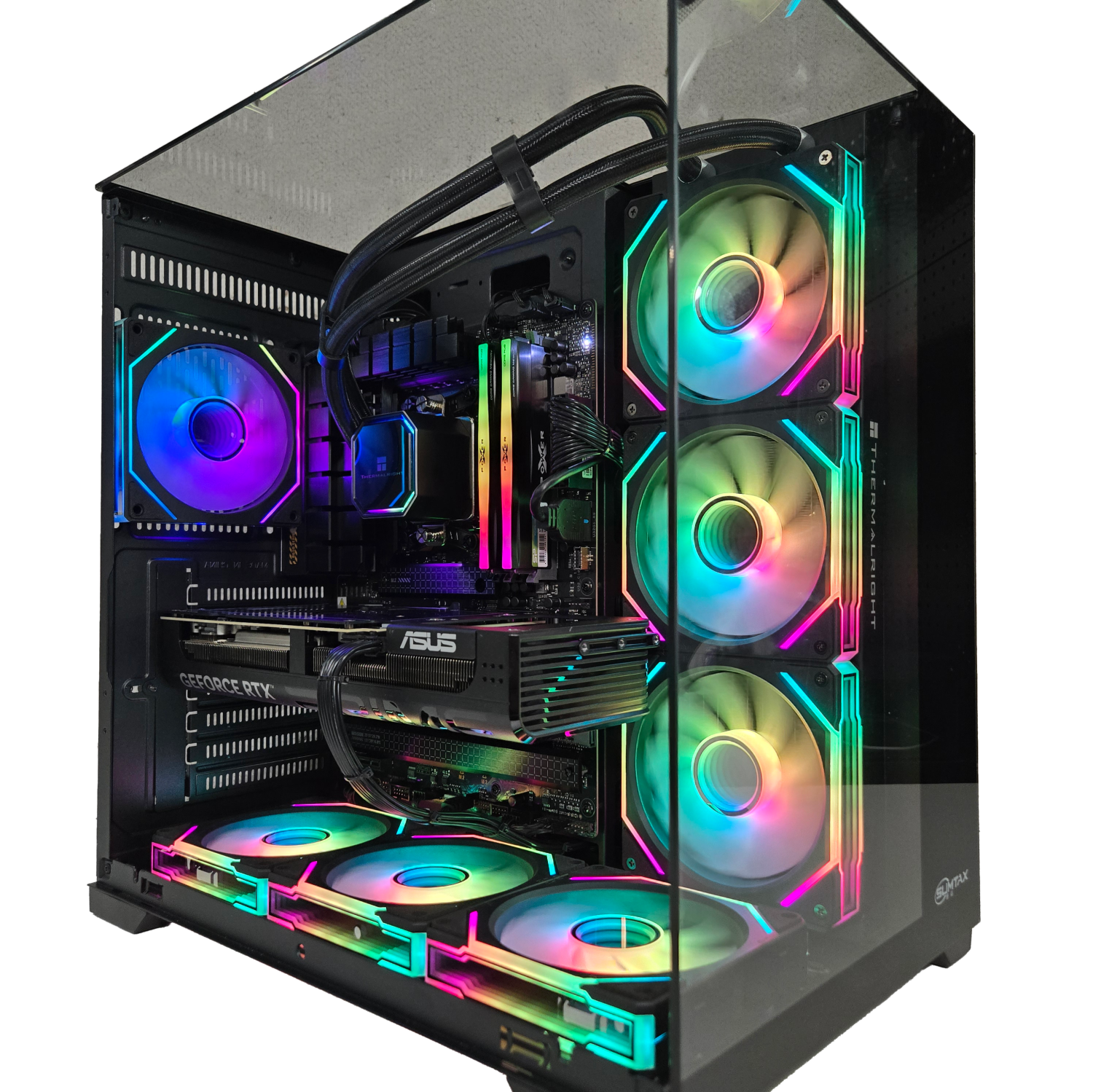 FunHei Tech Gaming PC, AMD Ryzen 7 9800X3D 8-Core Processor, RTX 5080, 64GB DDR5-6000 RAM, 4TB SSD, WiFi & Bluetooth, Win11 Pro, Black