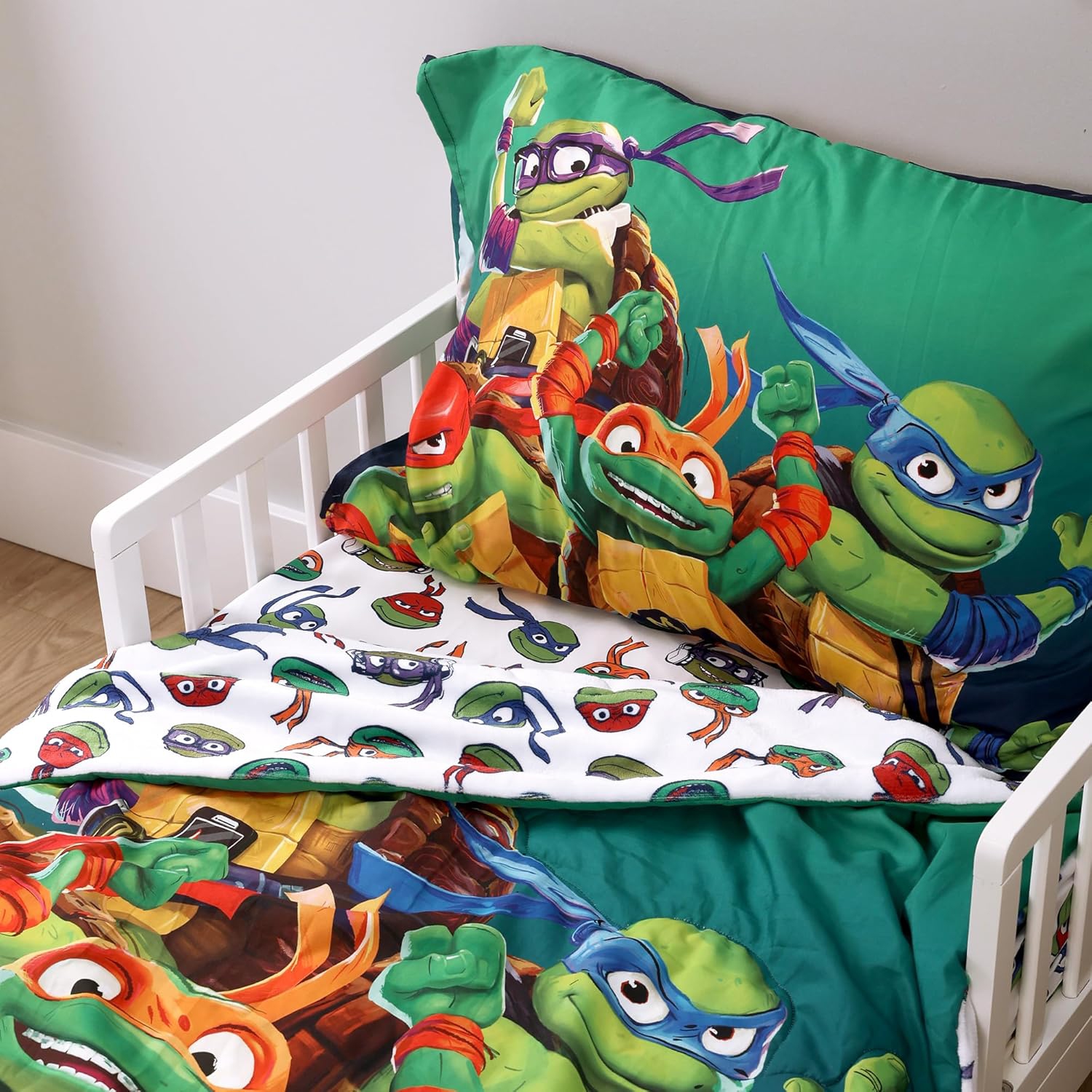Ensemble de draps 3 pièces pour enfants Tortues Ninja de Teenage Mutant – Couvre-lit, drap-housse et taie d'oreiller