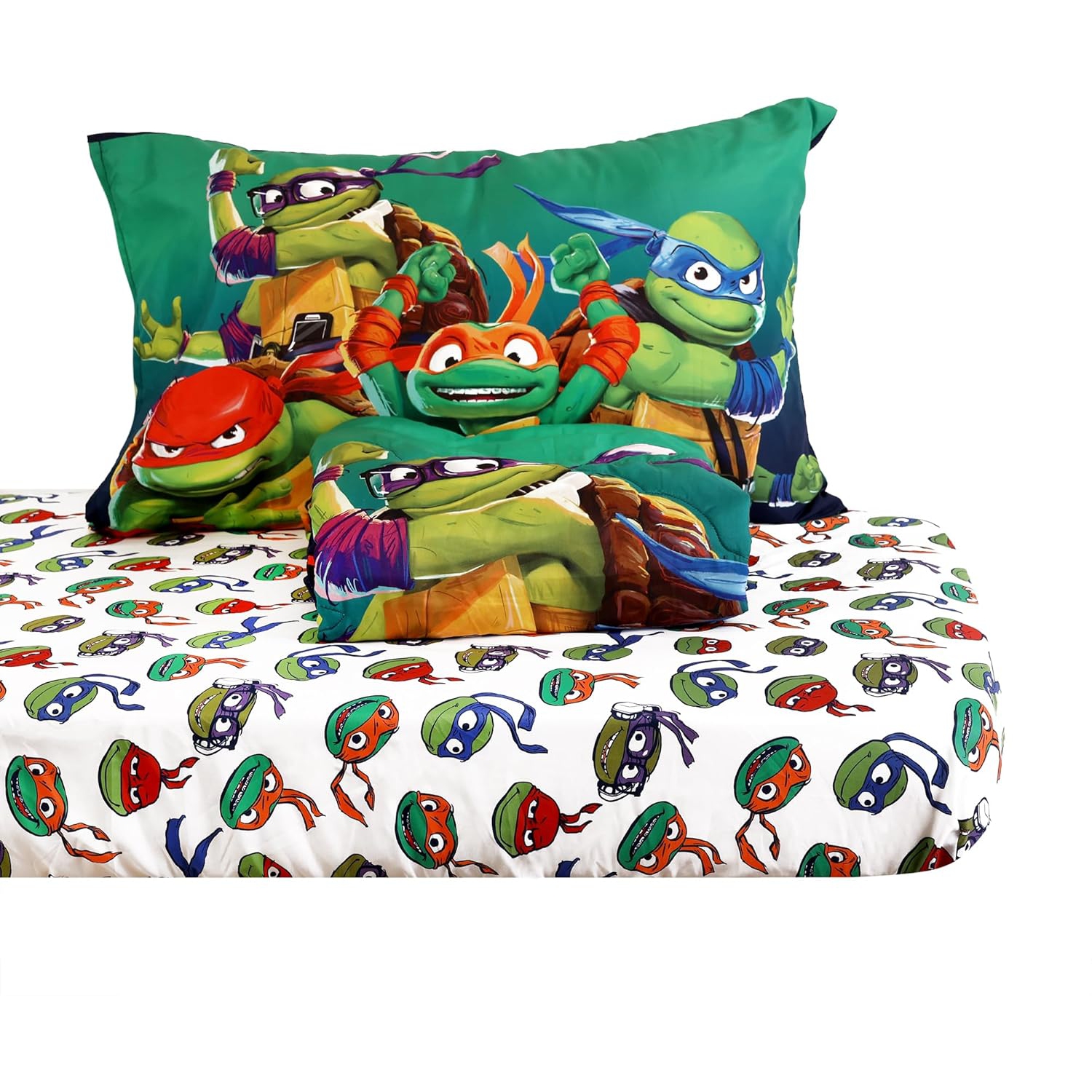Ensemble de draps 3 pièces pour enfants Tortues Ninja de Teenage Mutant – Couvre-lit, drap-housse et taie d'oreiller