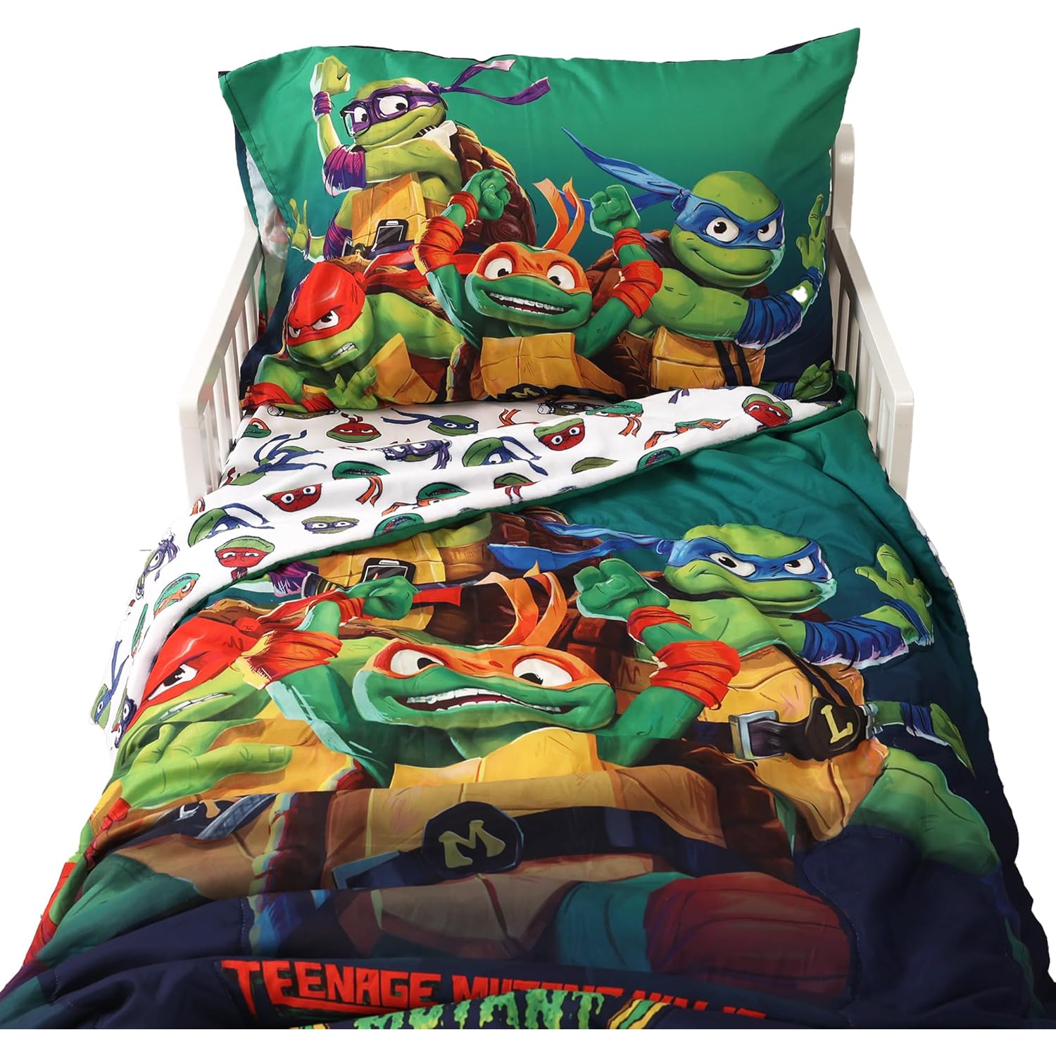 Ensemble de draps 3 pièces pour enfants Tortues Ninja de Teenage Mutant – Couvre-lit, drap-housse et taie d'oreiller