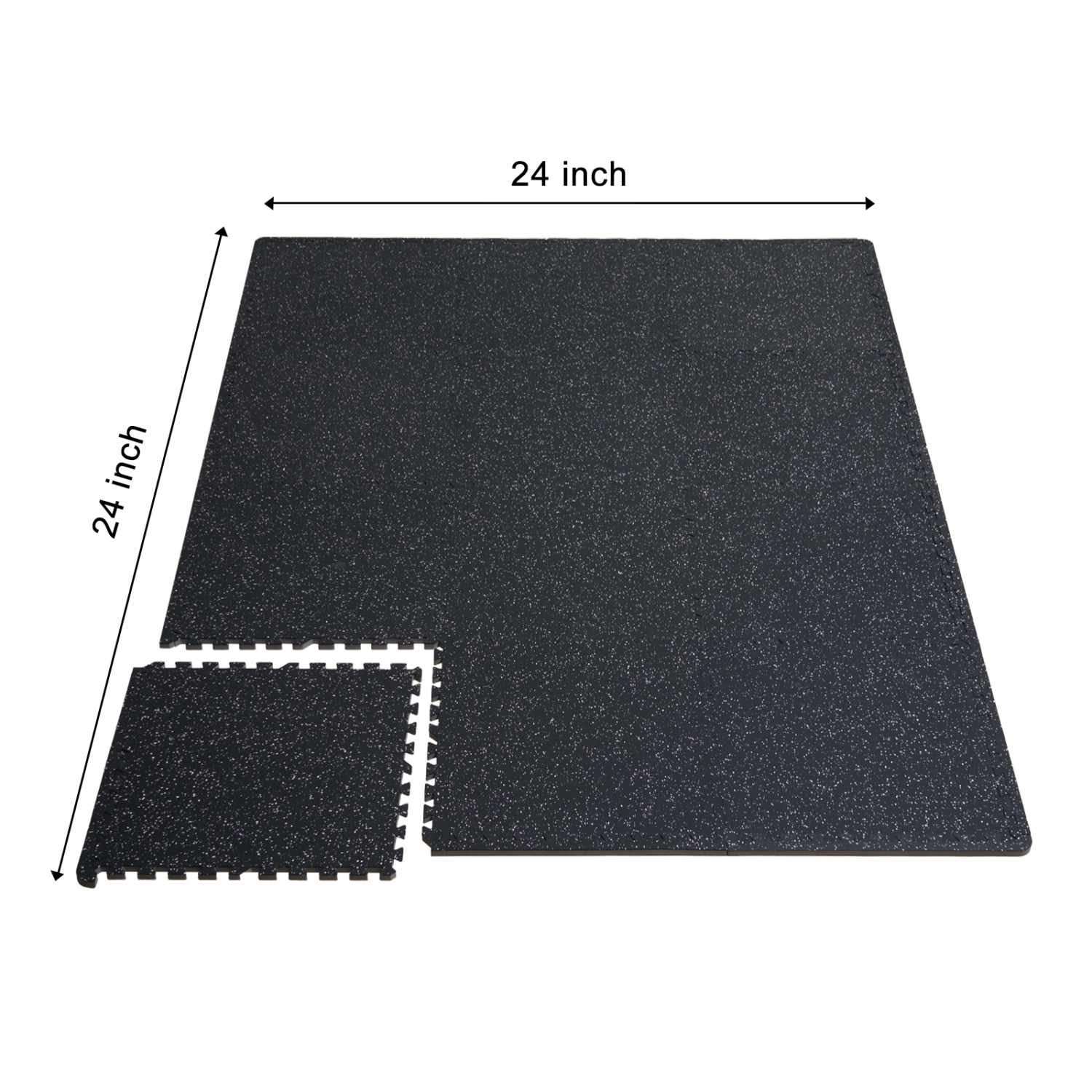 VEVOR 0.56 Inch Thick Gym Floor Mats, 12 Tiles Rubber Top with EVA Foam, 24" x 24" Gym Flooring Workout Mats with 48 sq.ft Coverage, Interlocking