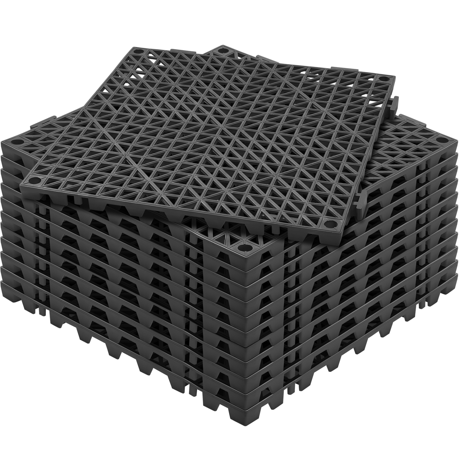VEVOR 12 Pack Modular Interlocking Cushion, 12" x 12" Splicing Drainage Mats, Soft PVC Interlocking Drainage Floor Tiles, Non-Slip Drainage Holes for