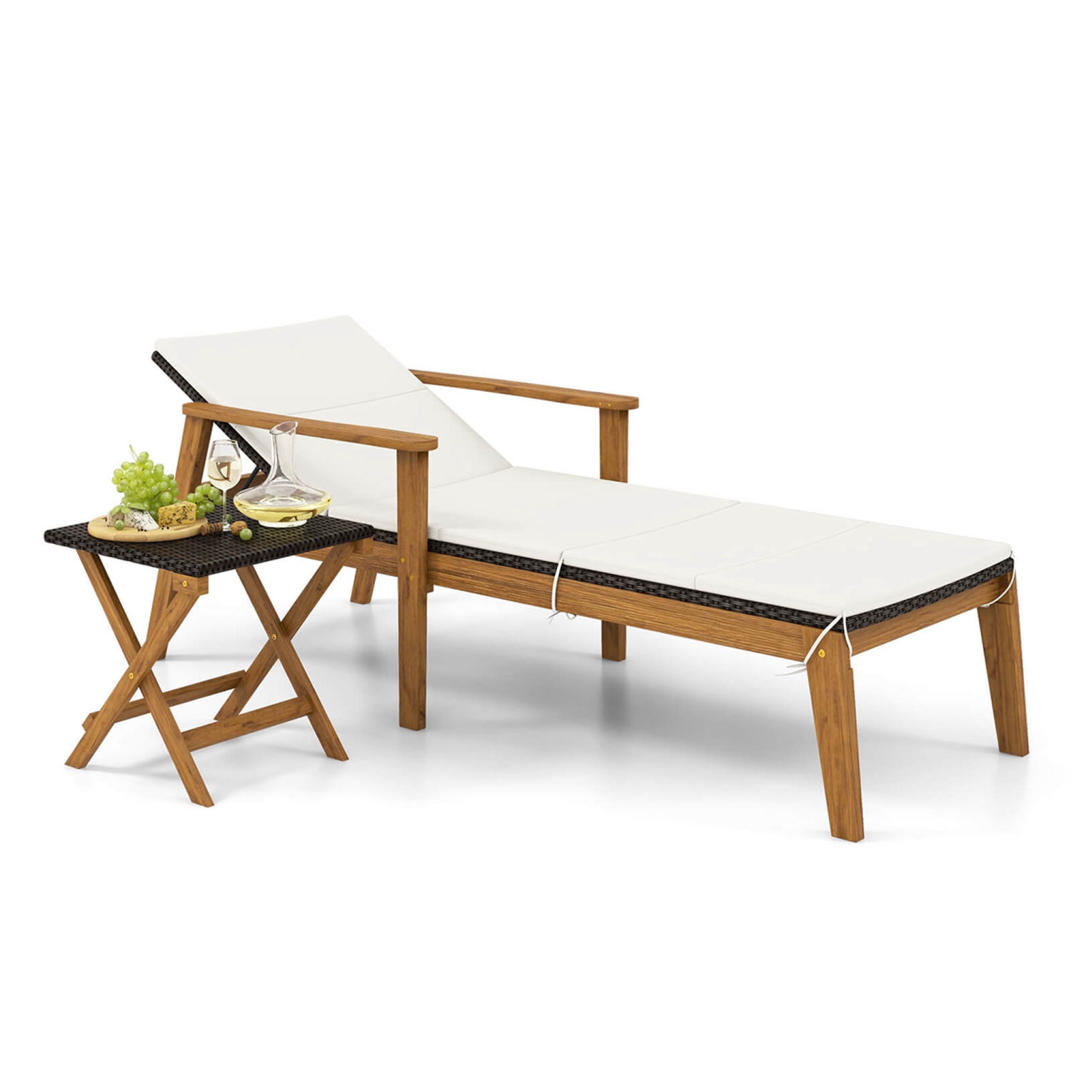 Gymax Set Of 4 Outdoor Chaise Lounge Chair Set w/ Armrests & 4-Level Backrest for Poolside