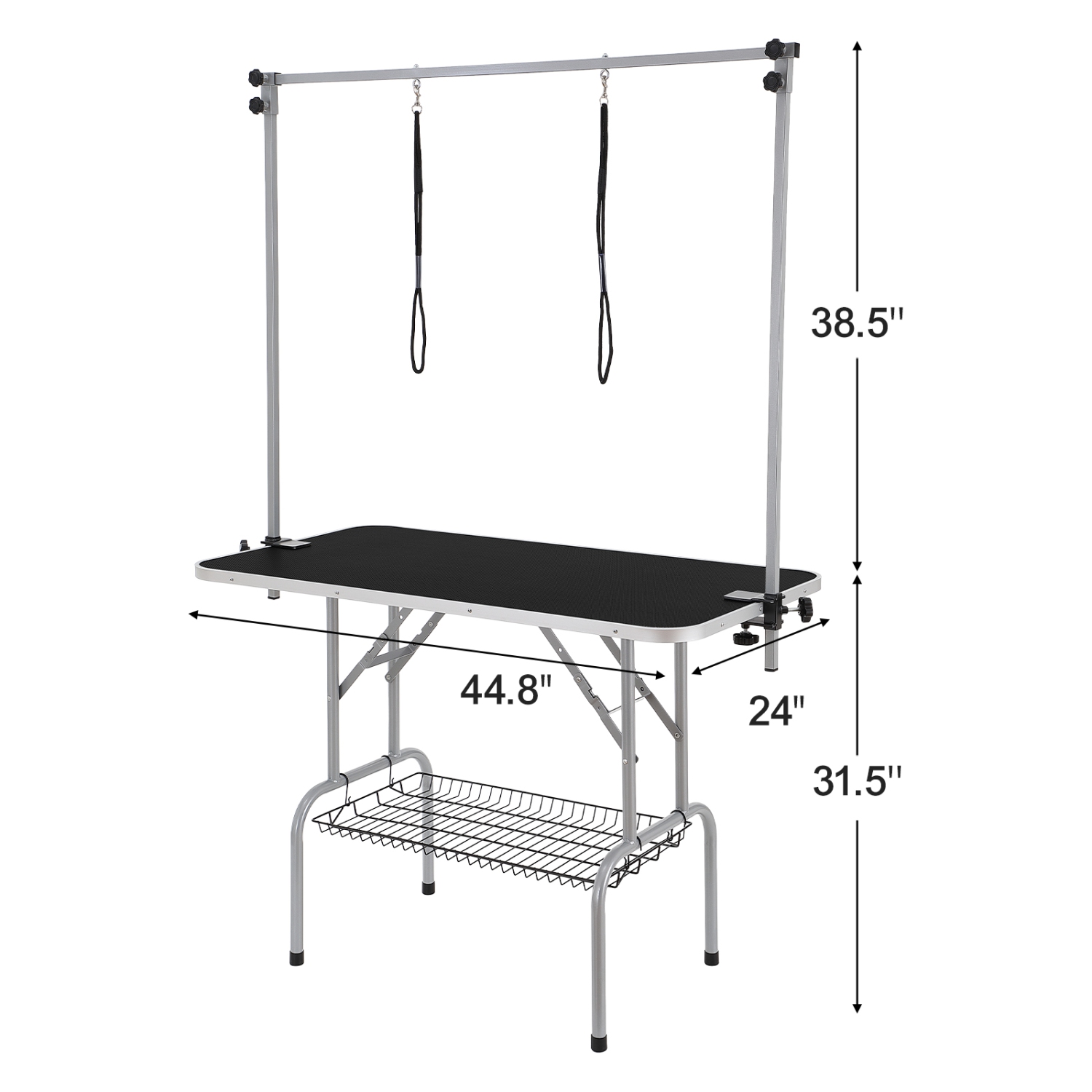 VEVOR 46'' Pet Grooming Table Two Arms with Clamp, Foldable Pets Grooming Stand for Medium and Small Dogs, Free No Sit Haunch Holder with Grooming
