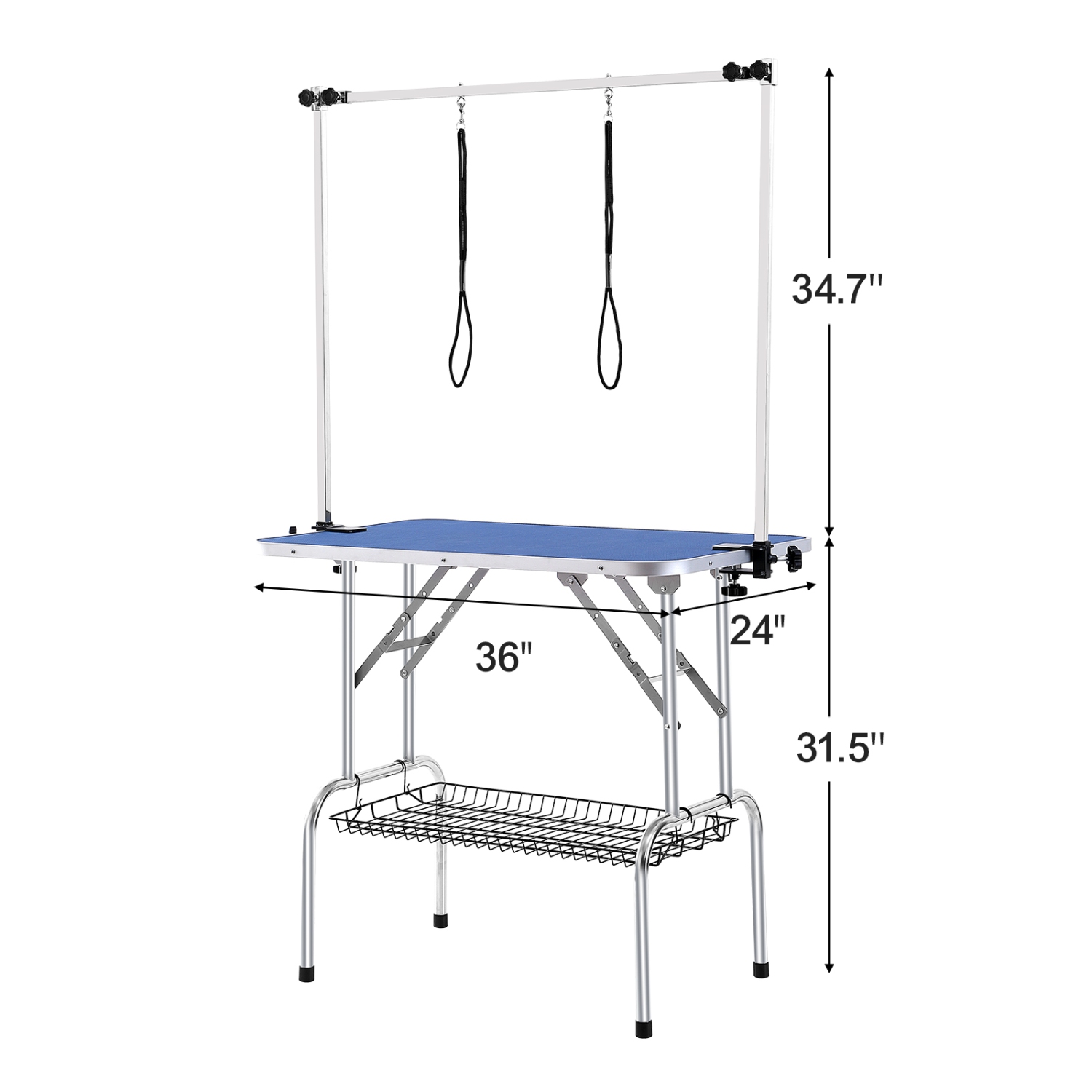 VEVOR 36''x24'' Pet Grooming Table Two Arms with Clamp, Foldable Pets Grooming Stand for Medium and Small Dogs, Free No Sit Haunch Holder with