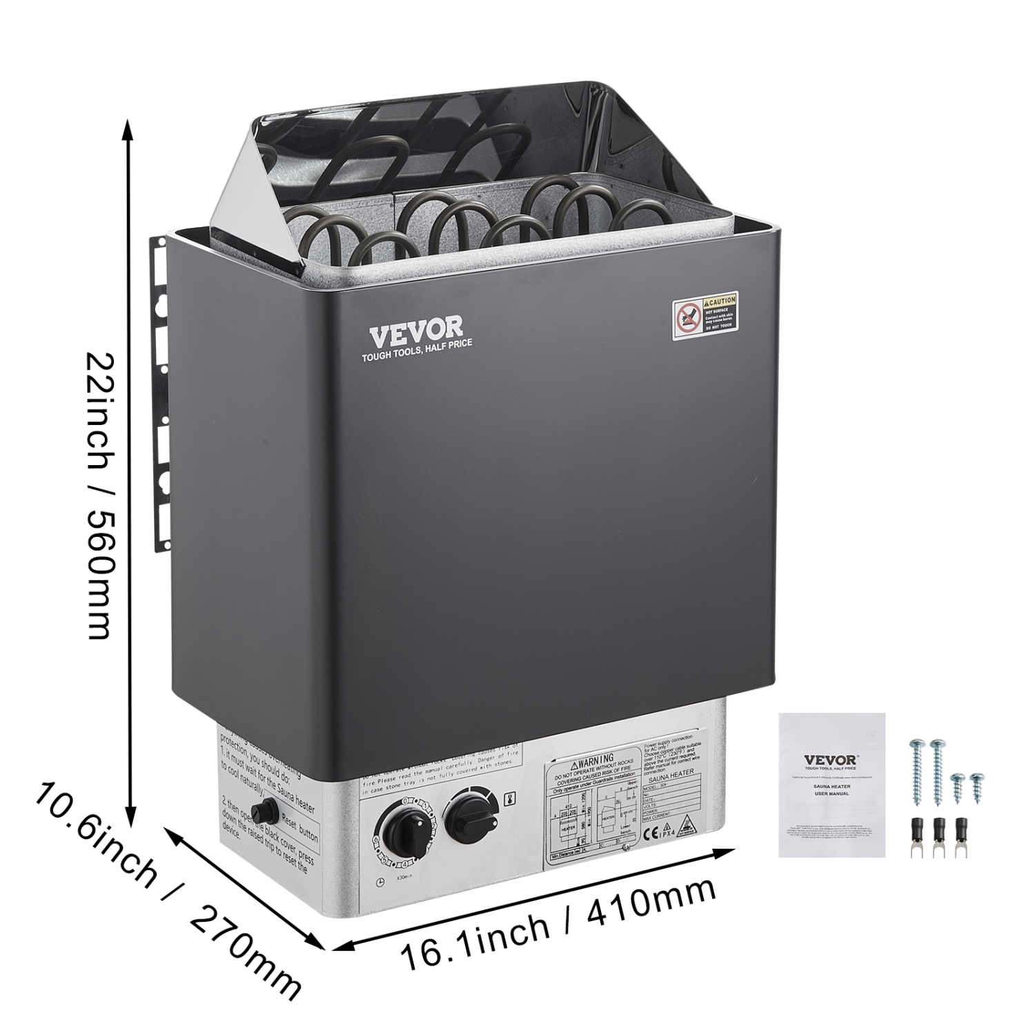 VEVOR 4.5KW Sauna Heater, 220V Electric Sauna Stove, Steam Bath Sauna Heater with Built-In Controls, 3h Timer and Adjustable Temp for Max. 105-210