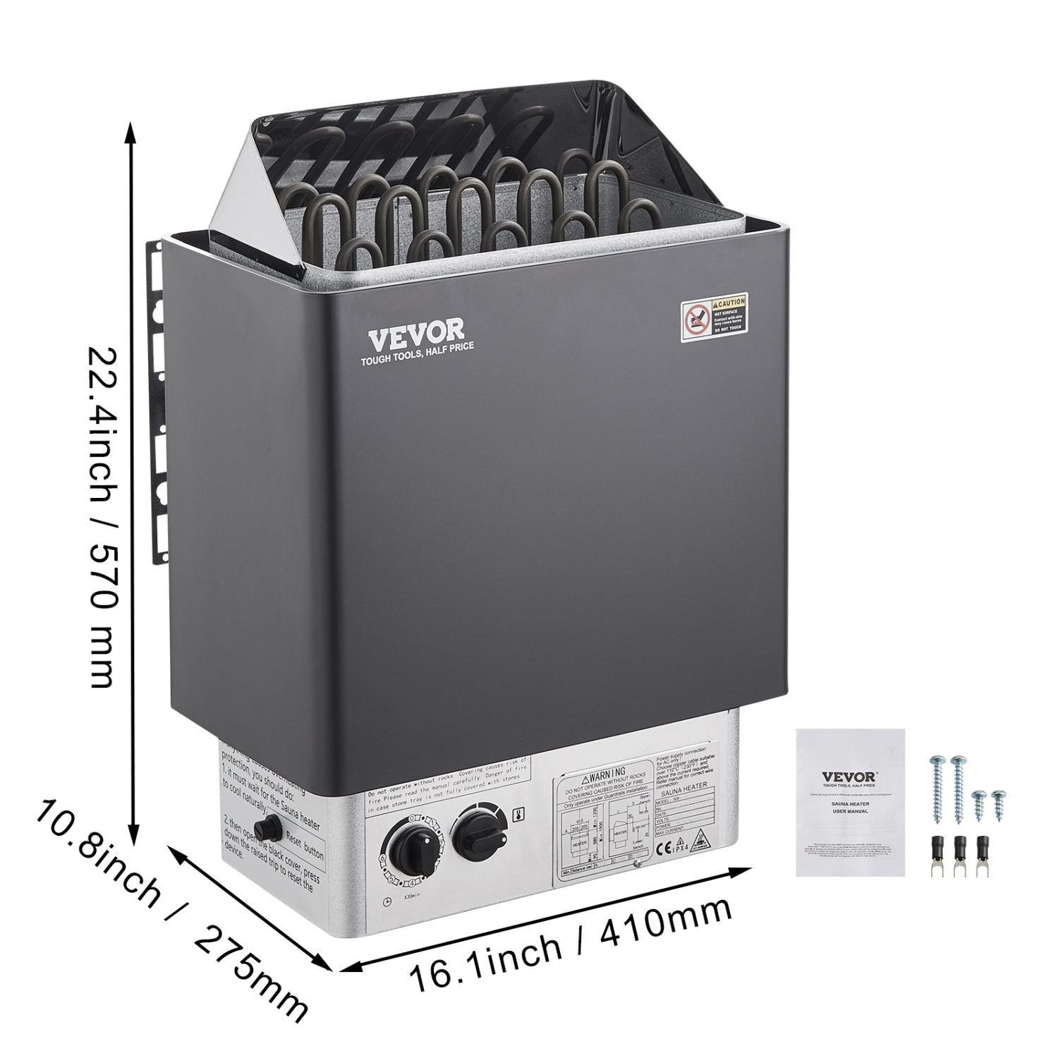 VEVOR 9KW Sauna Heater, Steam Bath Sauna Heater with Built-In Controls, Electric Sauna Stove, 3h Timer and Adjustable Temp for Max. 317-459 Cubic
