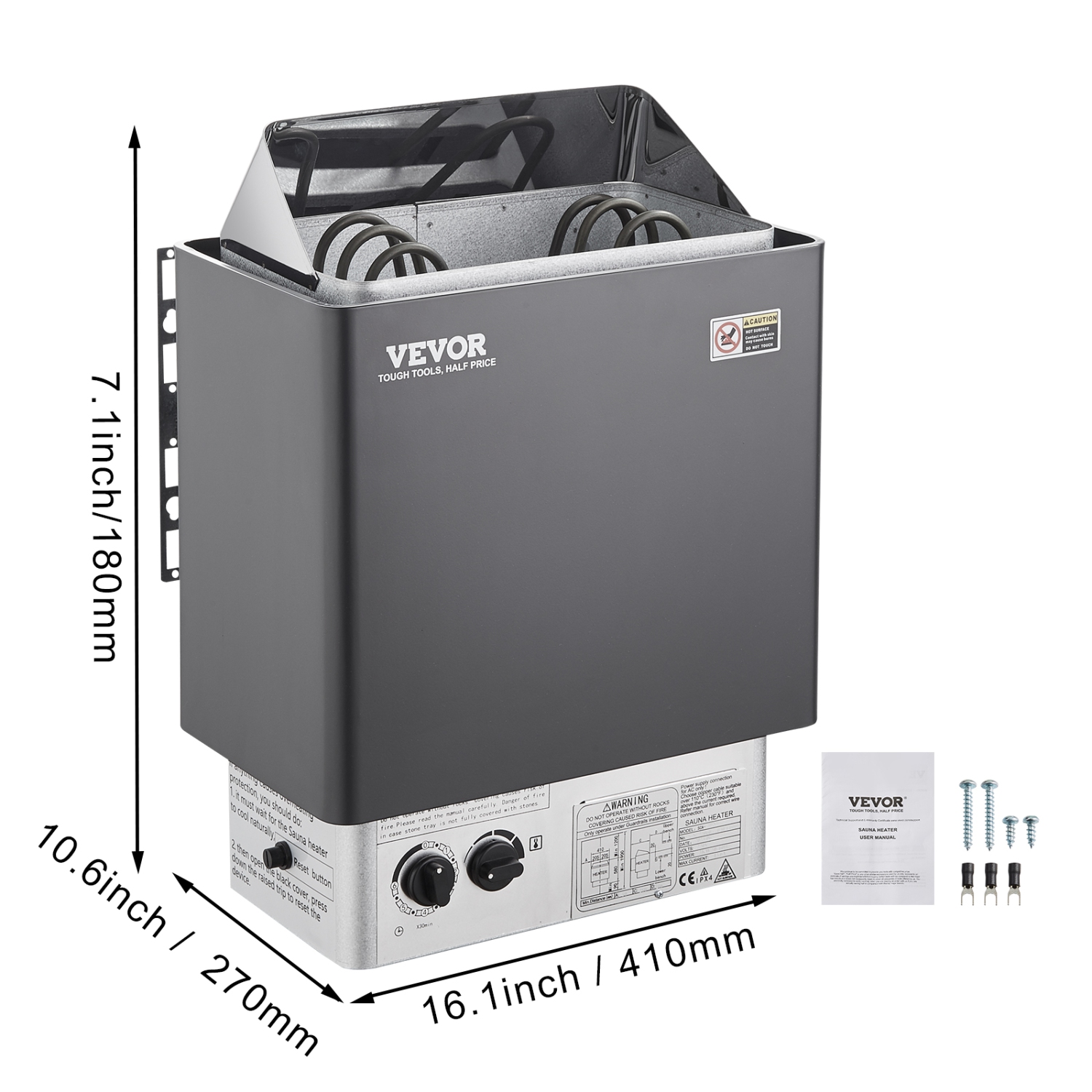 VEVOR 3KW Sauna Heater, 220V Electric Sauna Stove, Steam Bath Sauna Heater with Built-In Controls, 3h Timer and Adjustable Temp for Max. 70-141 Cubic