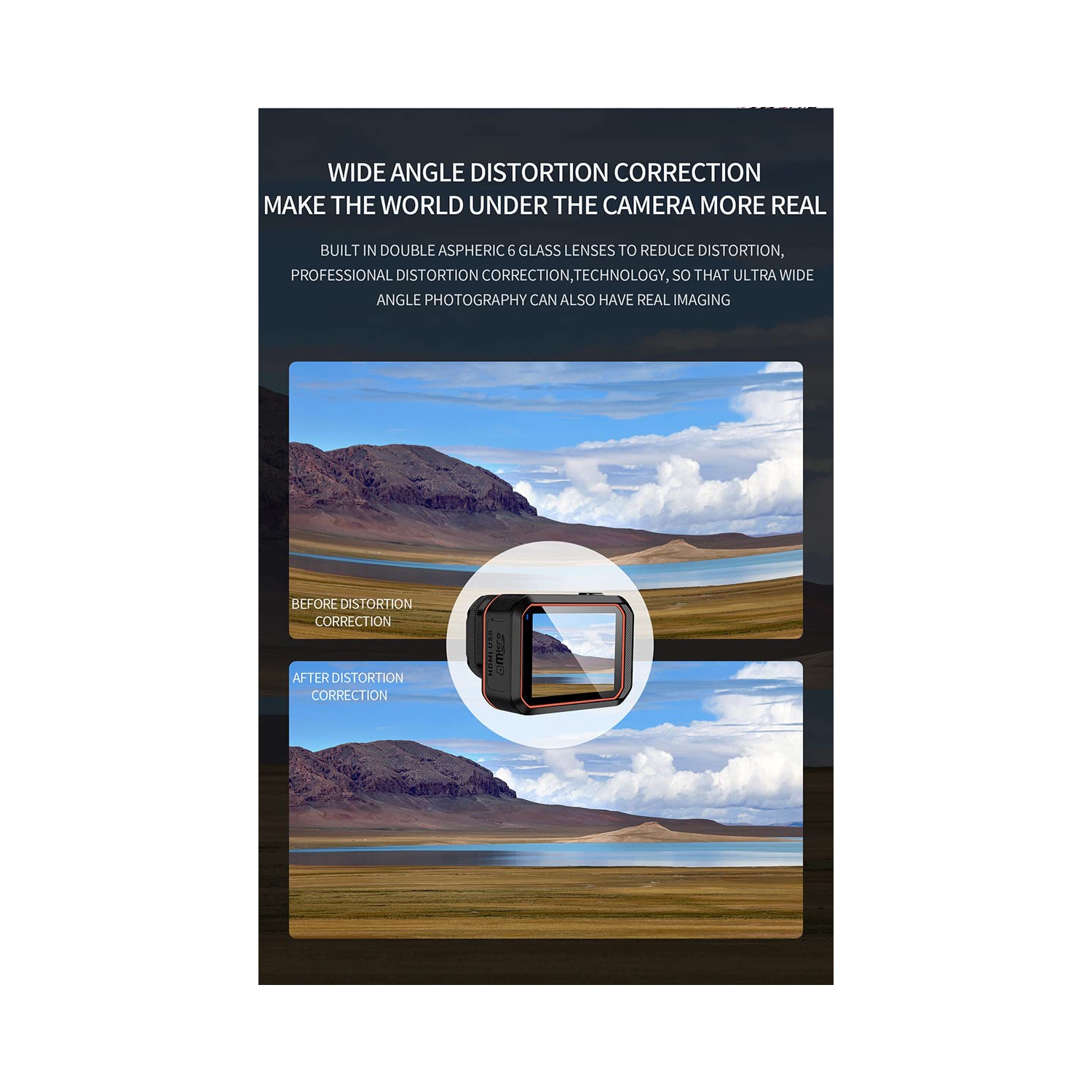 Black 4K Adventure Camera – shockproof, 4x zoom, HD, loop recording HD action camera