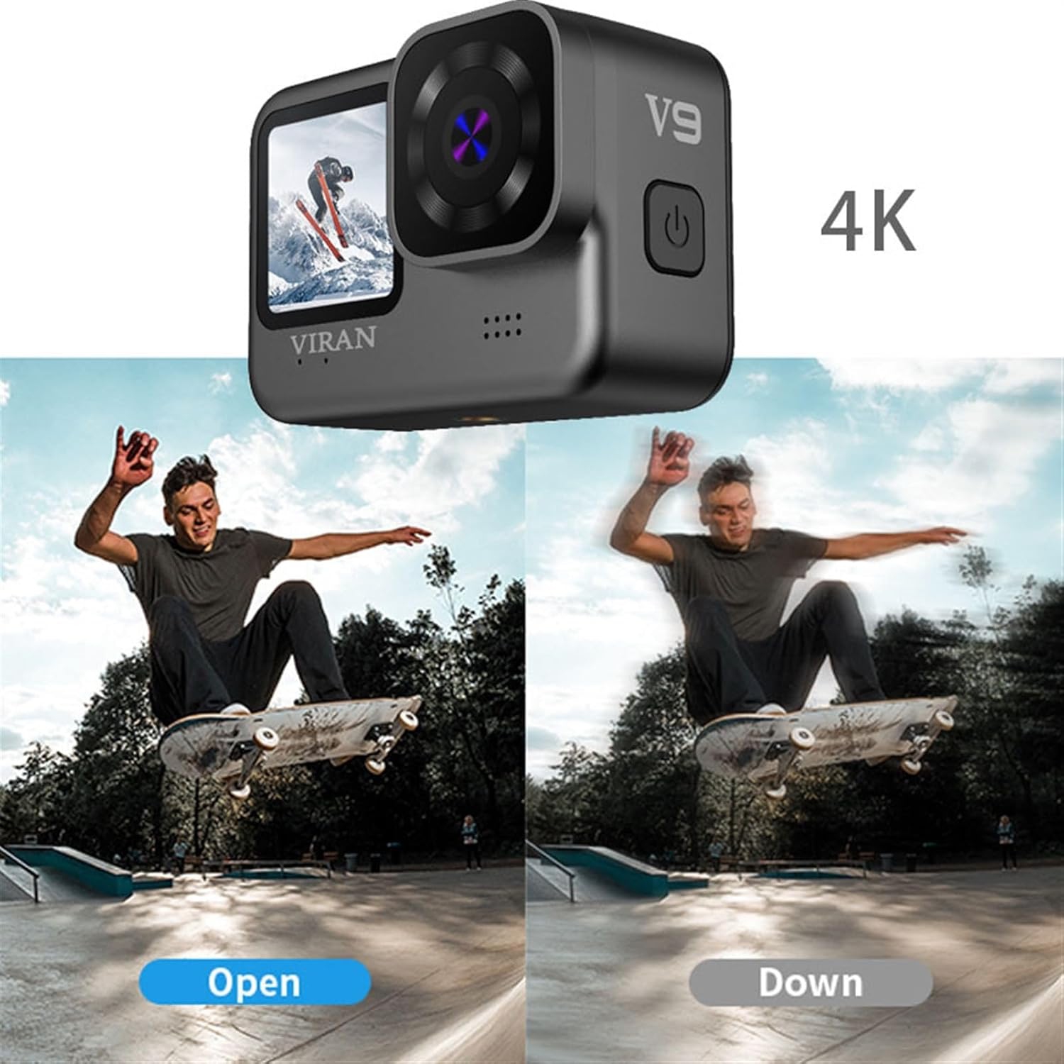 Gray HD wearable camera with 128GB card - long recording, automatic overwrite, 4K HD outdoor travel cycling digital camera