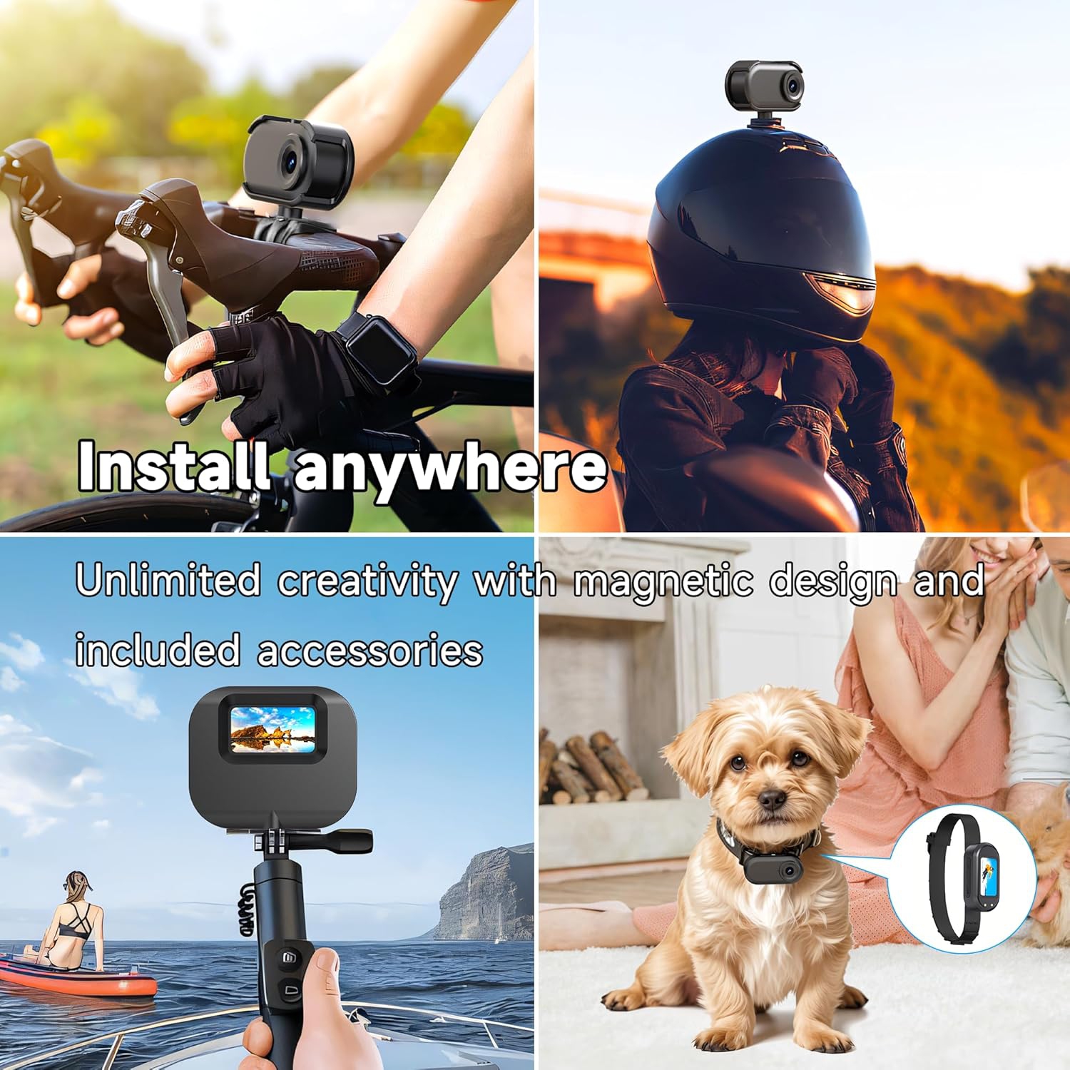 1080P Waterproof Thumb Action Camera with 128GB Card - 140 Min Battery, Mountable for Sports & Vlogging（black）