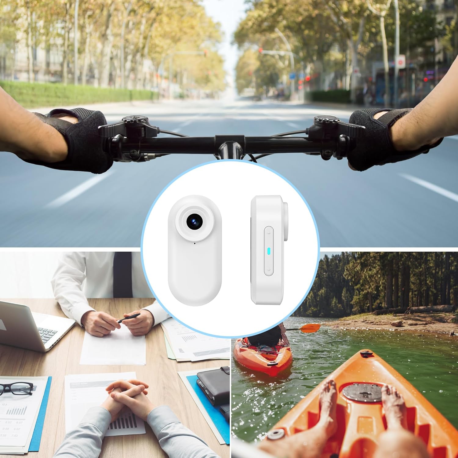 1080P Waterproof Thumb Action Camera with 32GB Card - 140 Min Battery, Mountable for Sports & Vlogging（white）