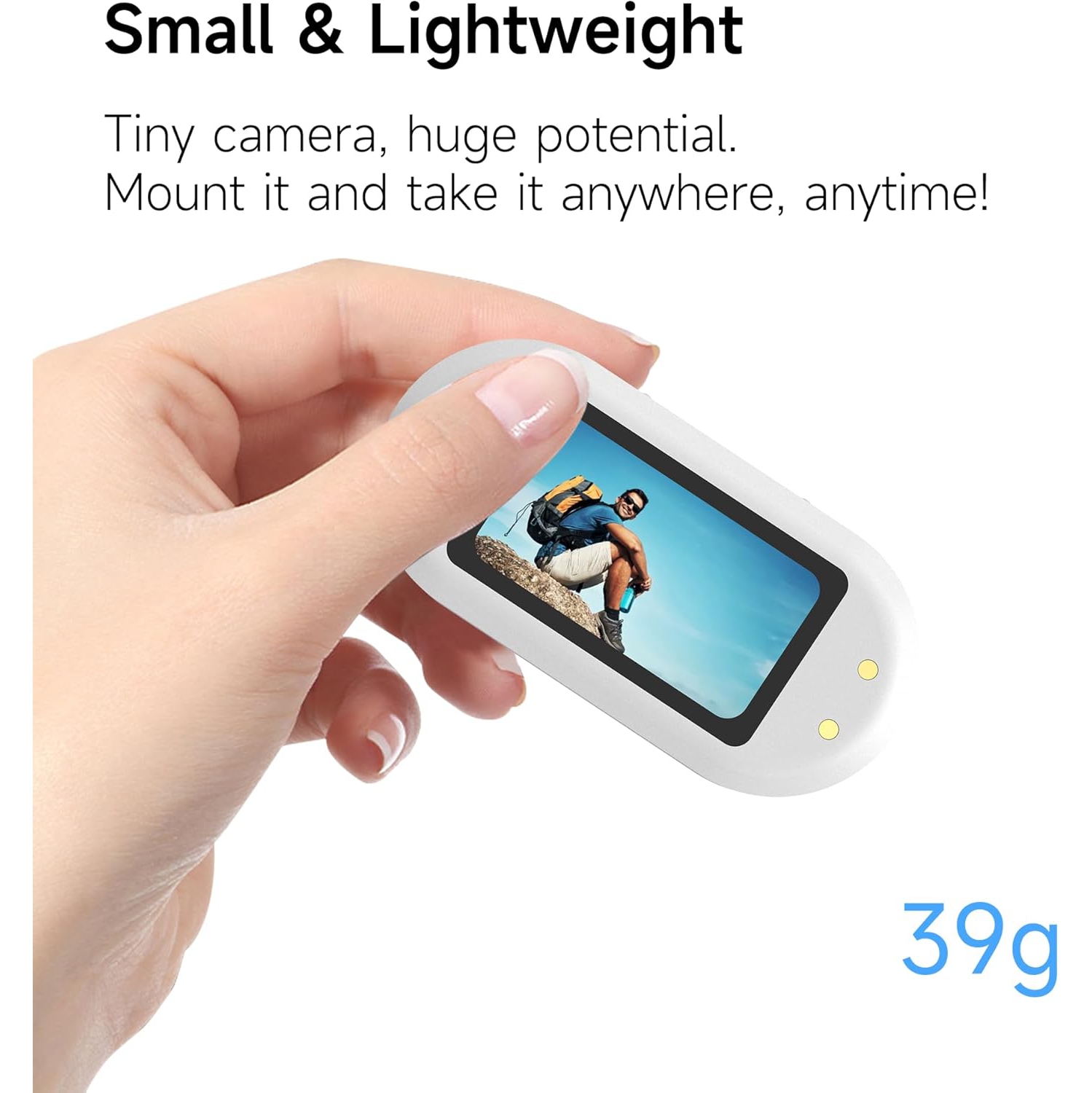 1080P Waterproof Thumb Action Camera with 32GB Card - 140 Min Battery, Mountable for Sports & Vlogging（white）