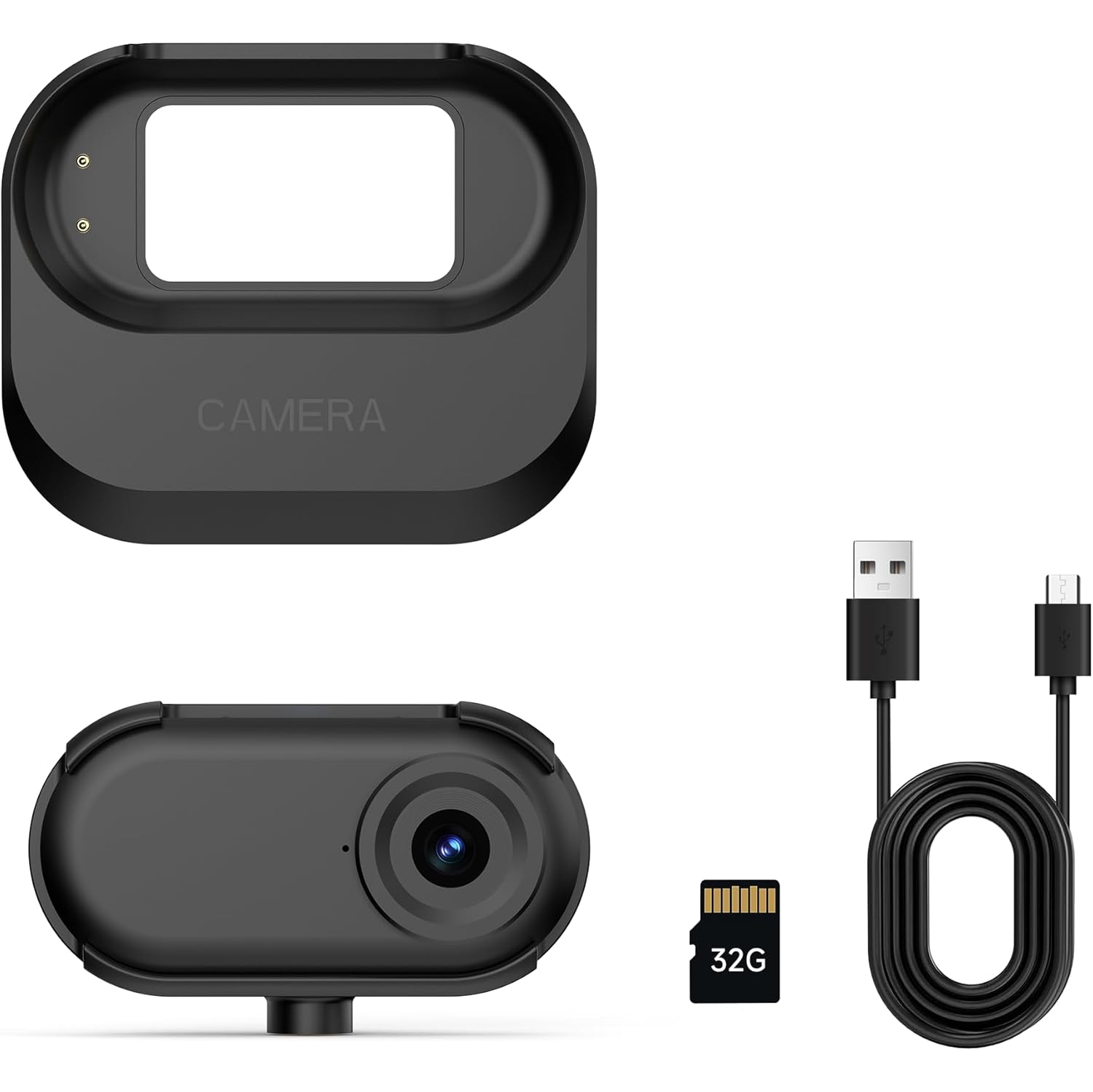 1080P Waterproof Thumb Action Camera with 32GB Card - 140 Min Battery, Mountable for Sports & Vlogging（white）